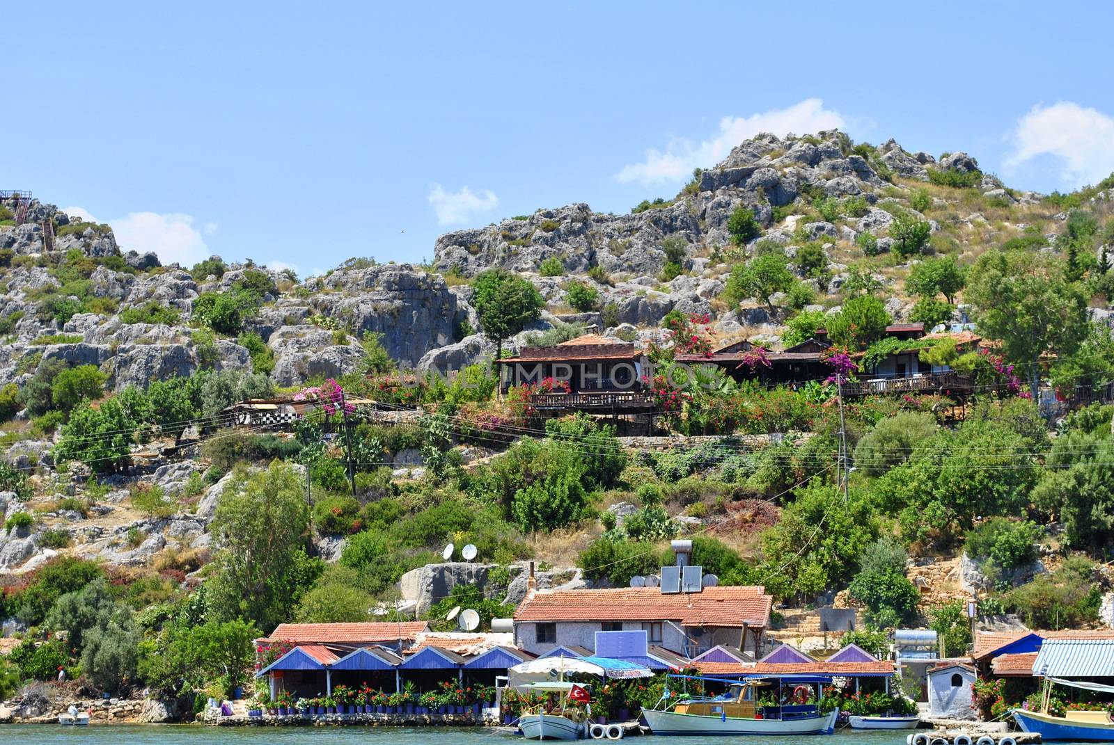 Cafes, hotels and restaurants located on an island in the Turkey by DaVidich