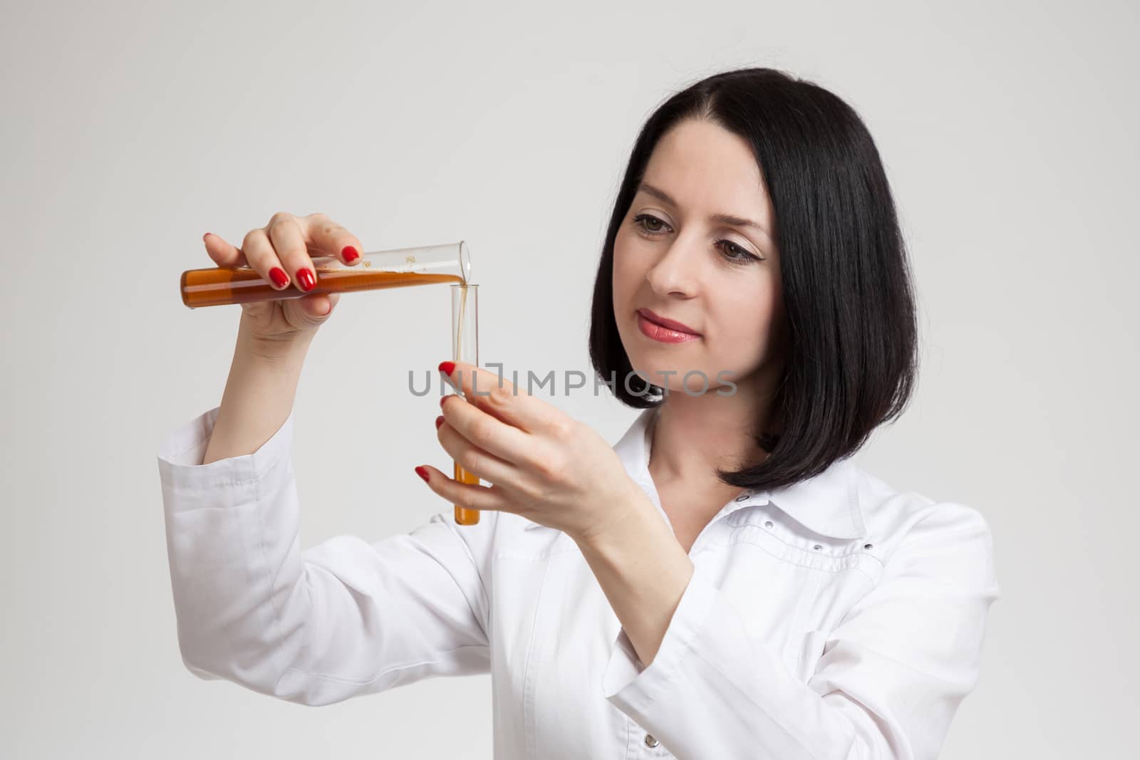 the beautiful woman the doctor with beakers by sveter