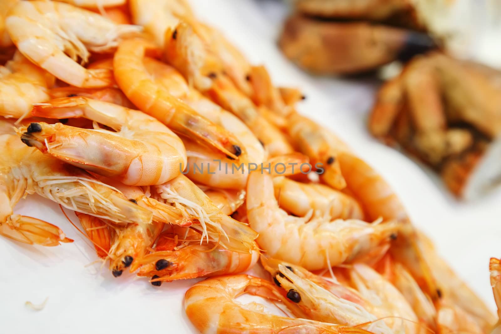 Freshly caught scampi at fish market by pixinoo