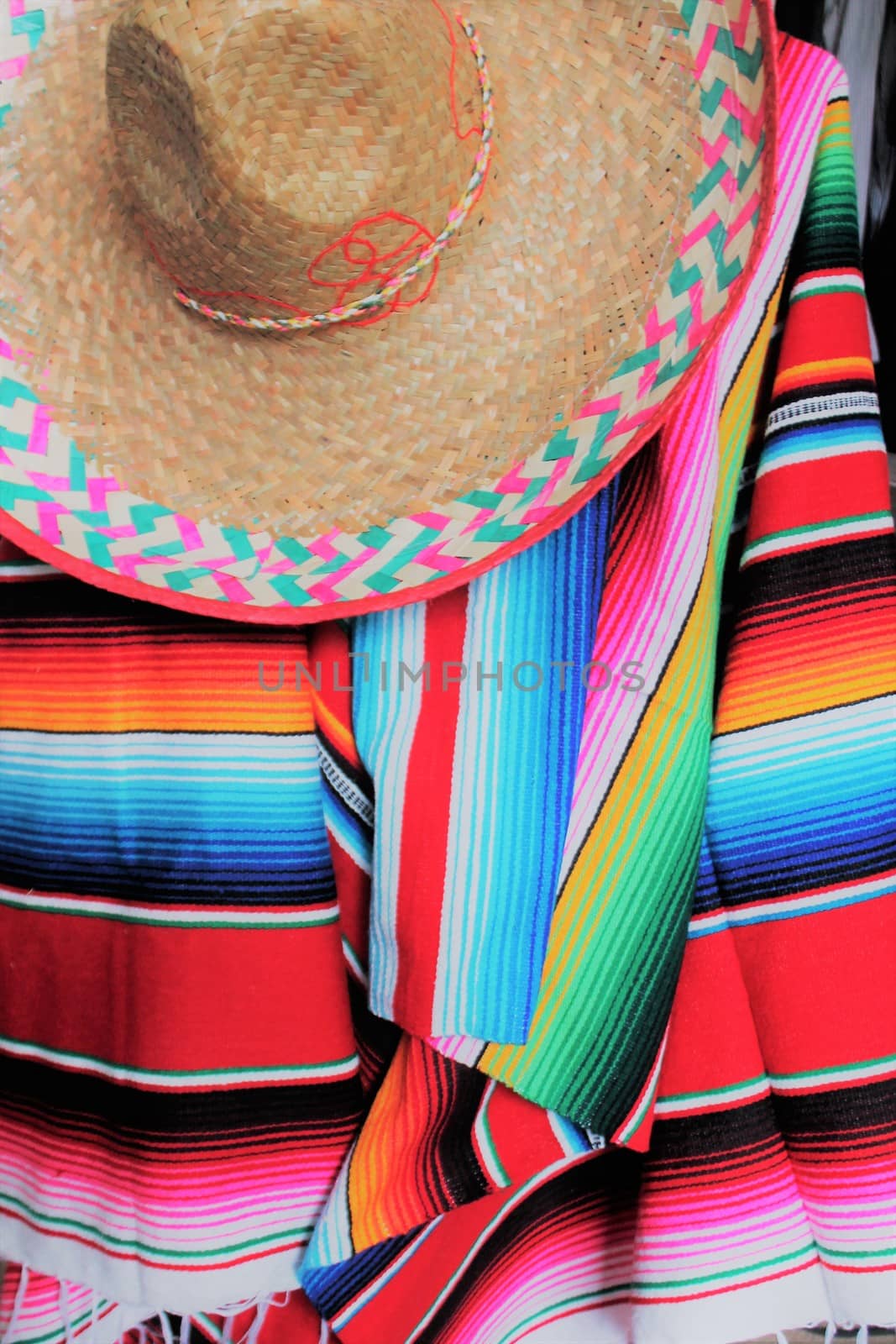 poncho serape background Mexican cinco de mayo fiesta wooden copy space