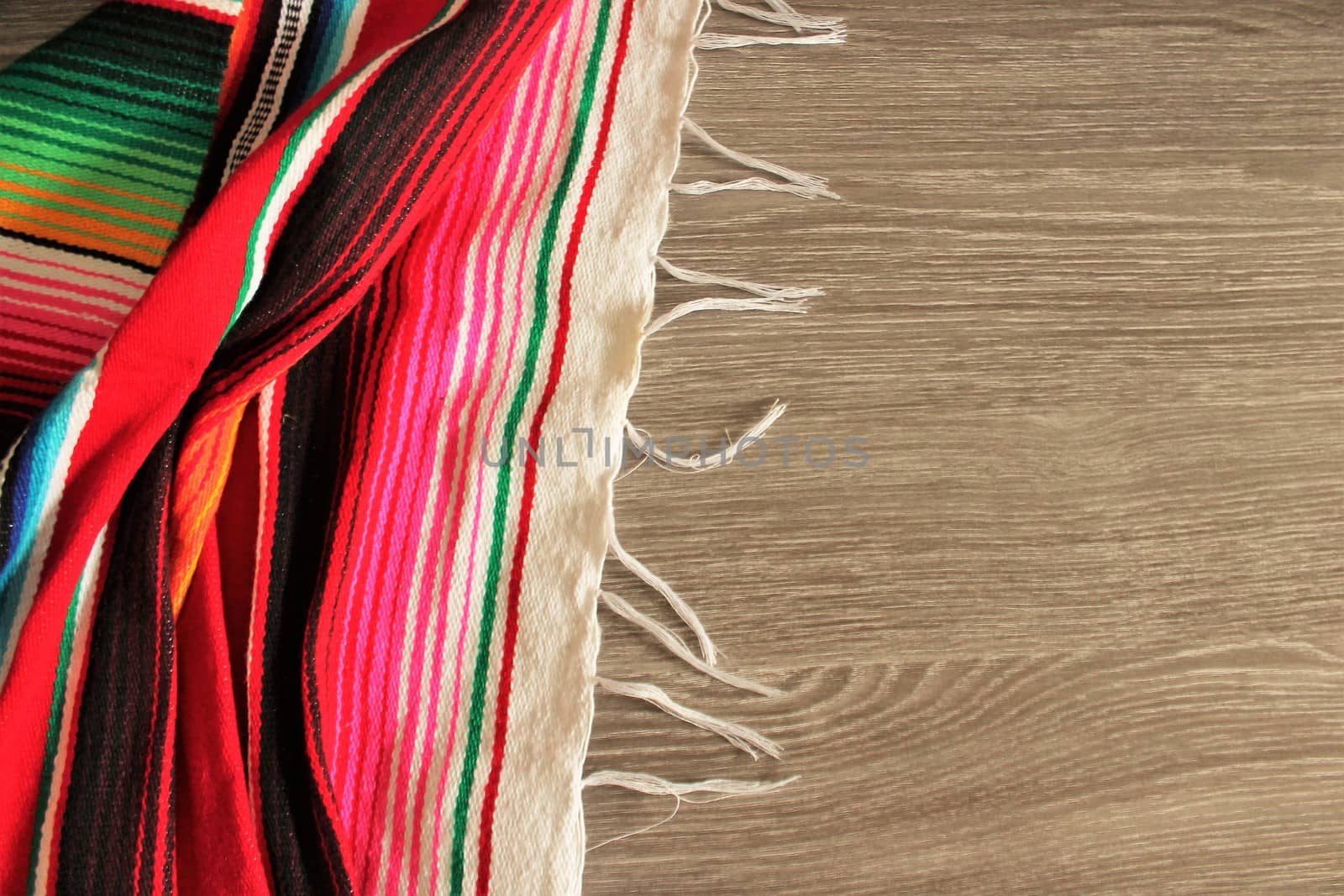 poncho serape background Mexican cinco de mayo fiesta wooden copy space by cheekylorns