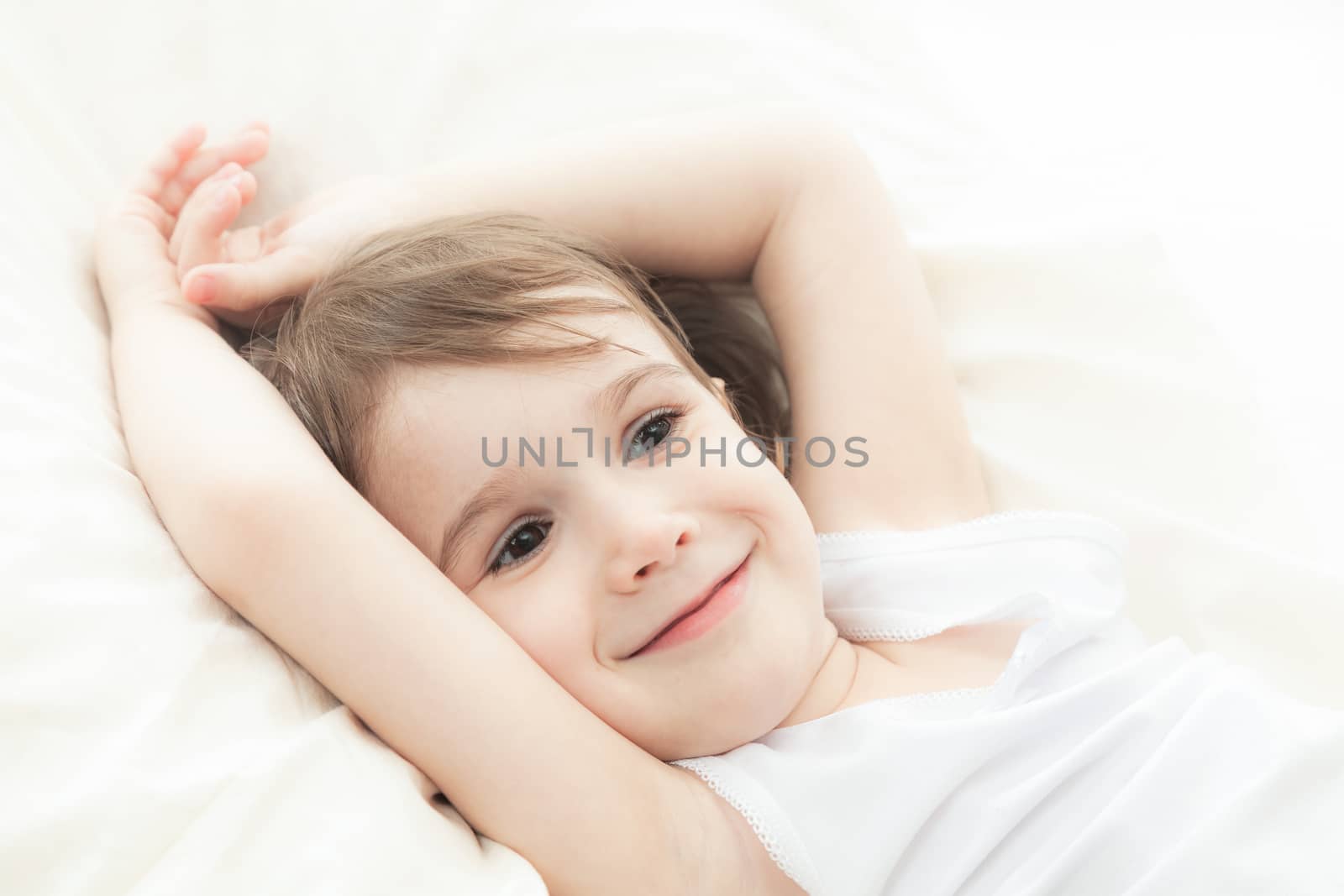 the little girl on a white background