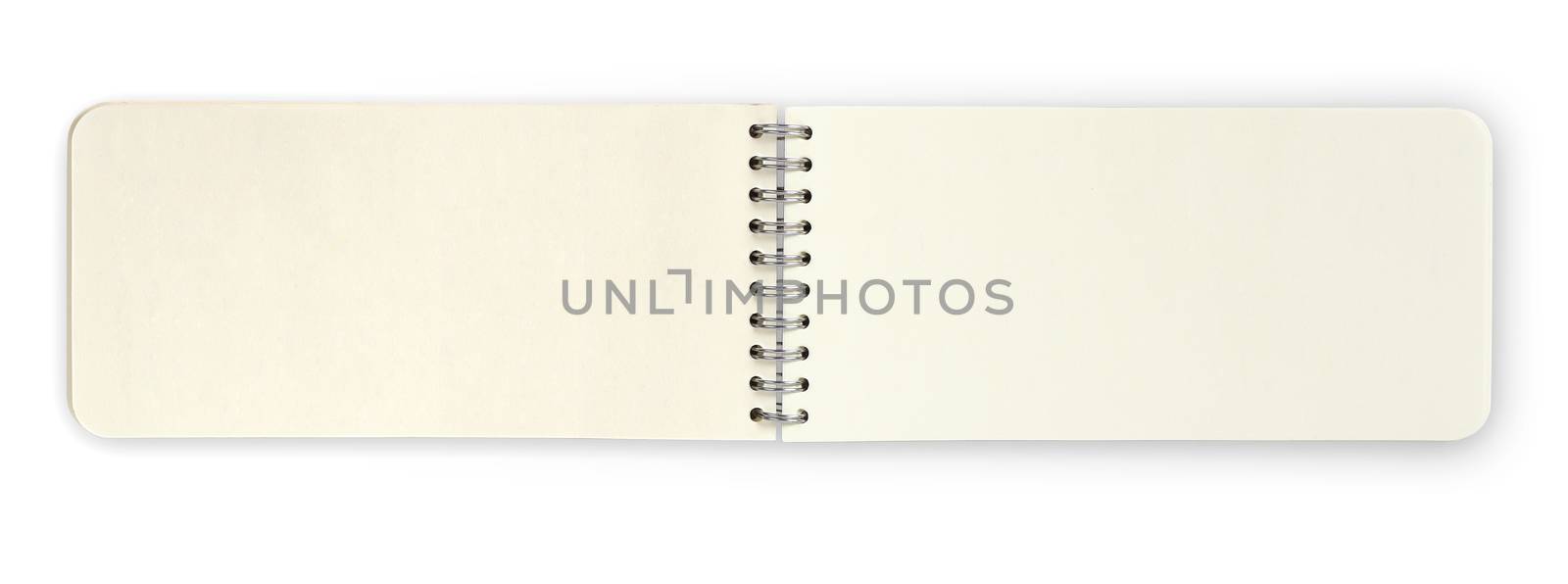 Open paper note book isolated over white background, clipping path.
