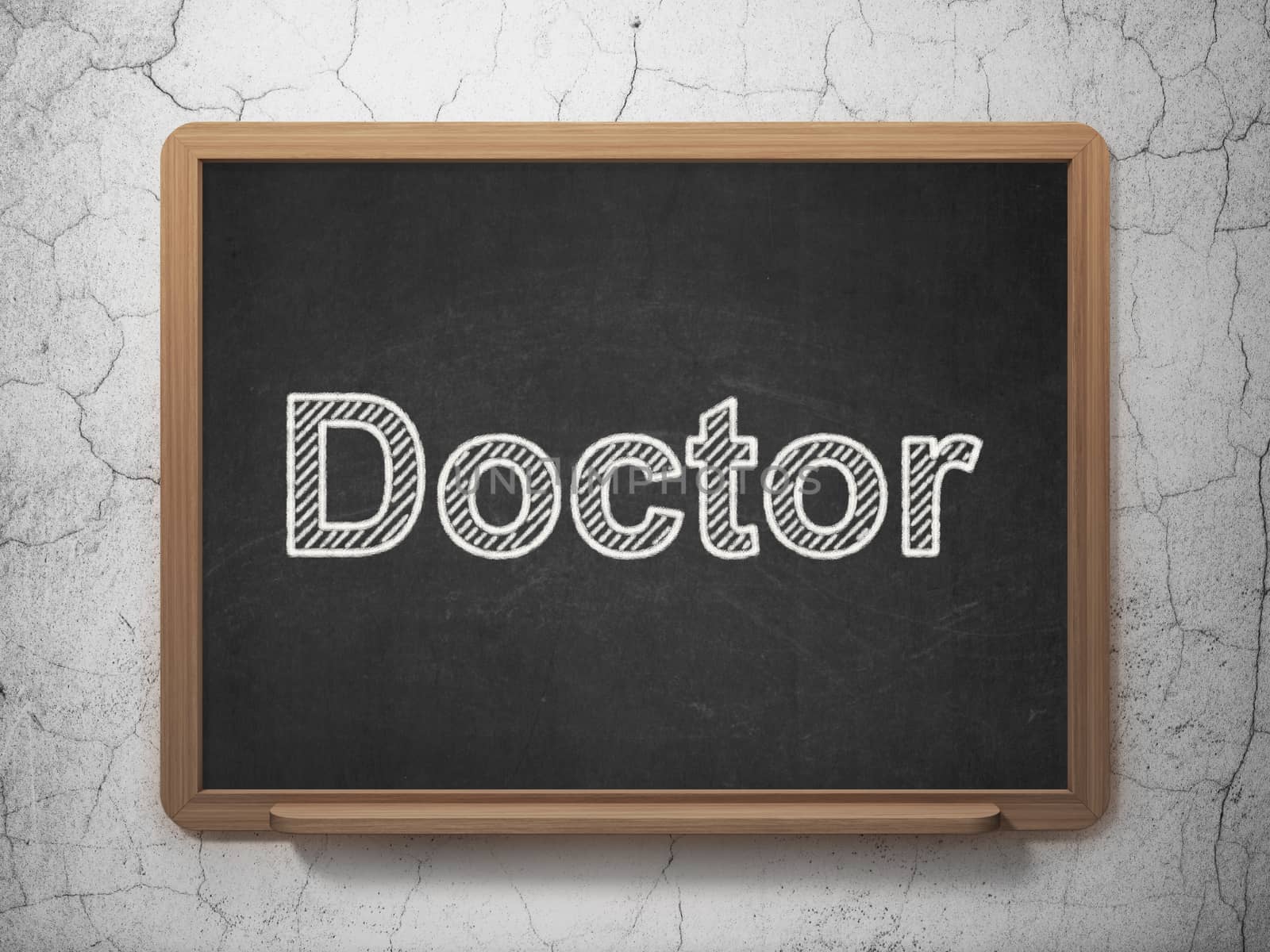 Medicine concept: Doctor on chalkboard background by maxkabakov