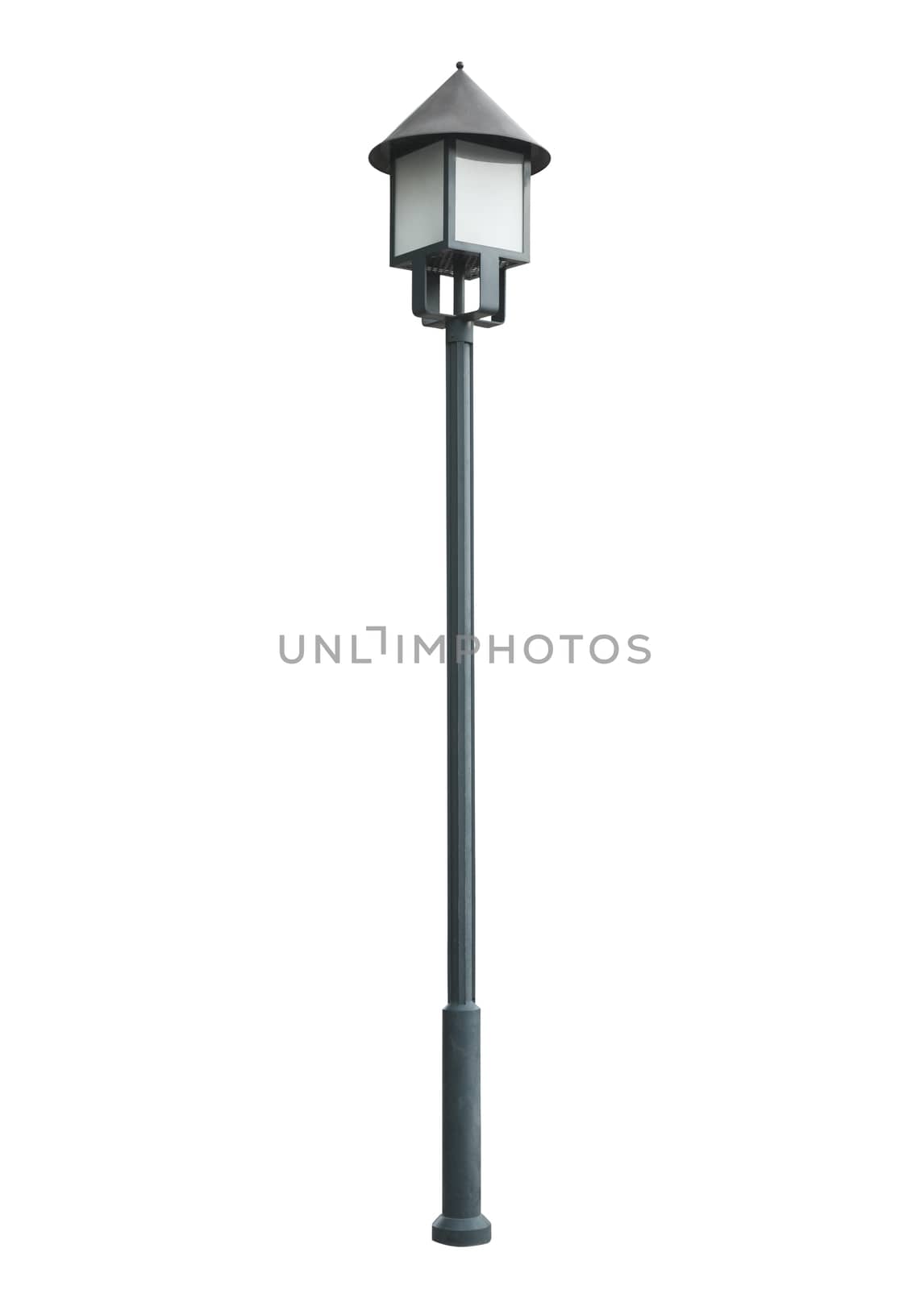 An old street lamppost isolated over white