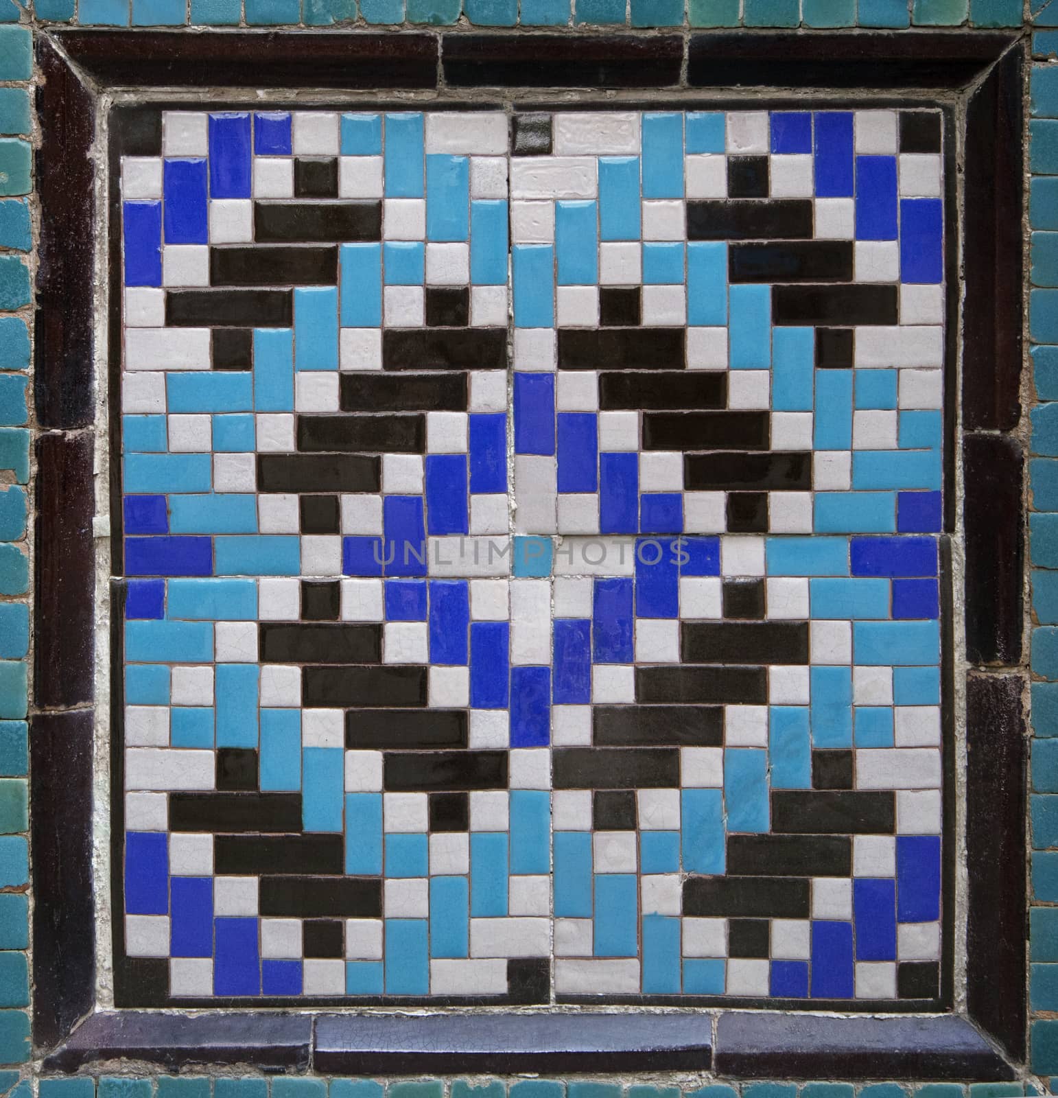 Old Eastern mosaic on the wall of a mosque, Uzbekistan