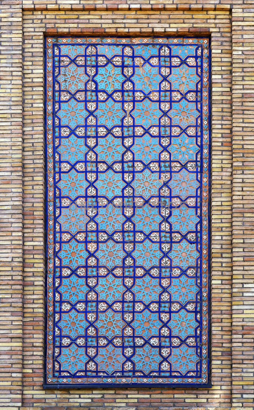 Old Eastern mosaic on the wall of a mosque, Uzbekistan