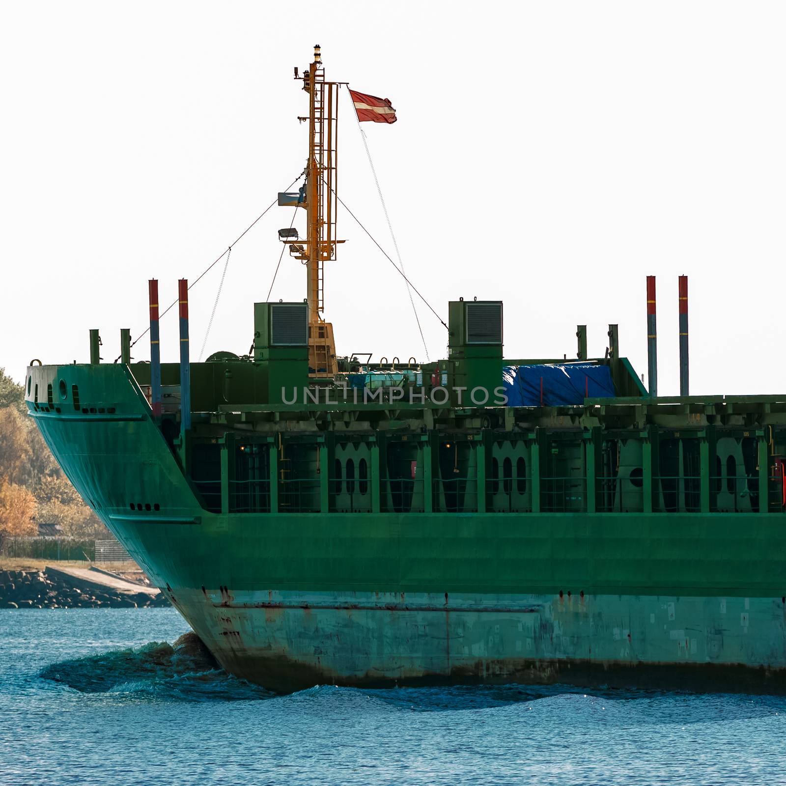 Green cargo ship's bow by sengnsp