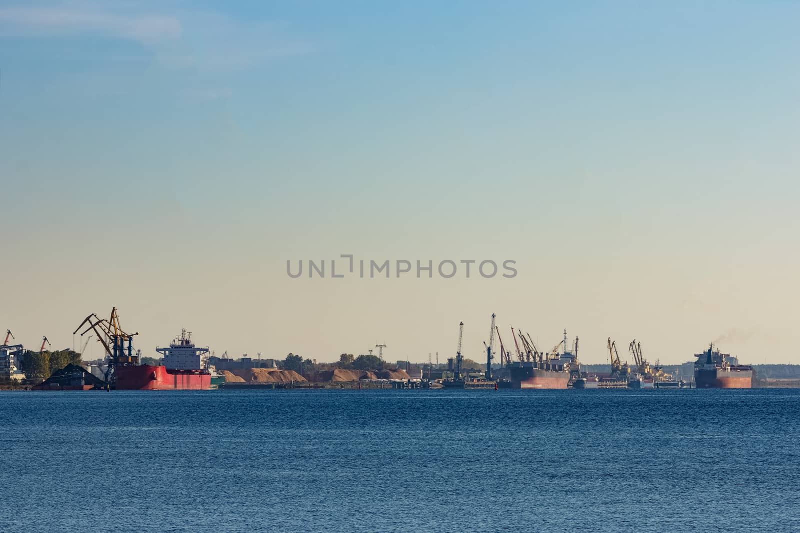 Cargo ship in the port by sengnsp