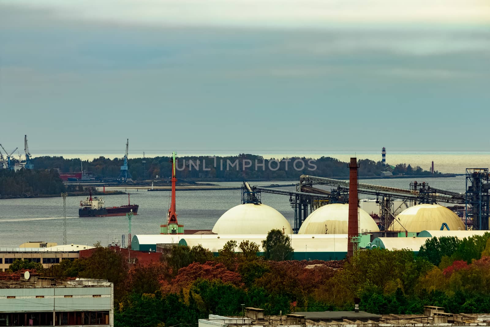 Fuel terminal in Riga, Latvia. Large oil tanks