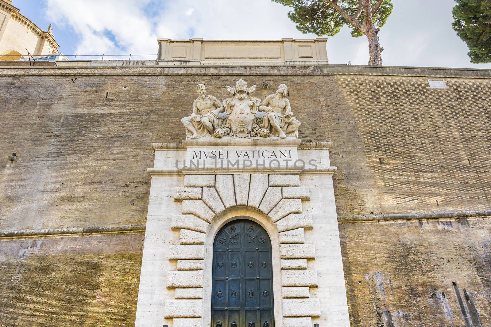 Rome, Italy, march 2017: main entrance of Vatican Museums with closed doors