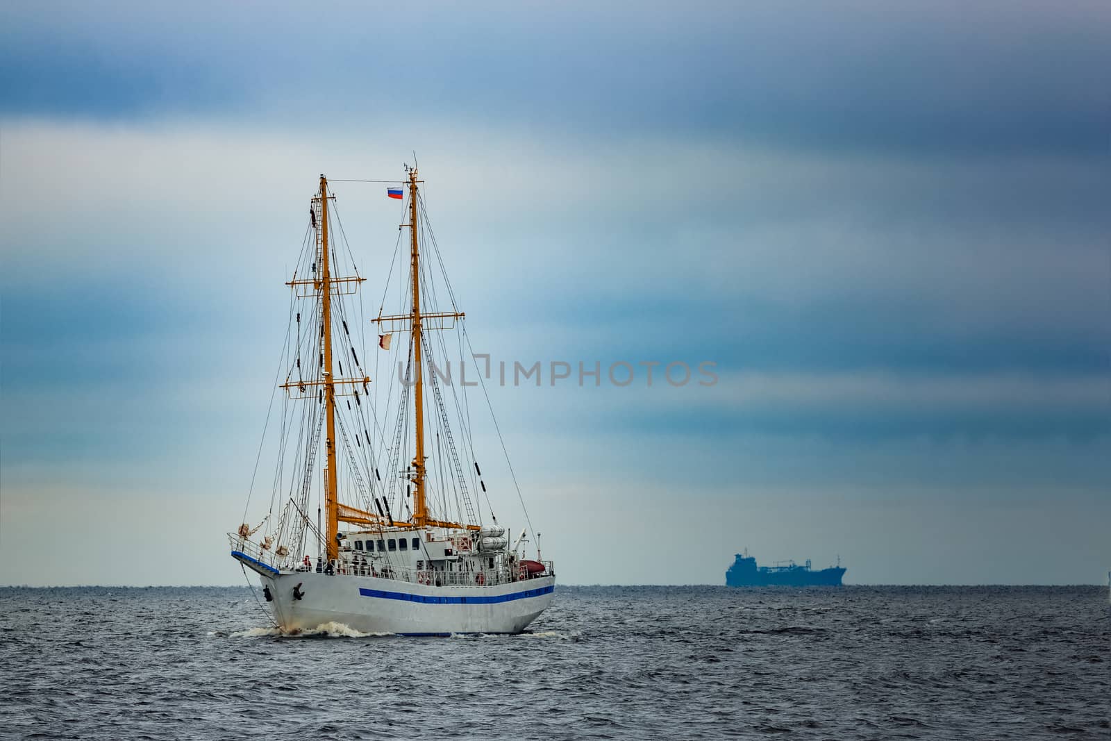 White sailing ship by sengnsp