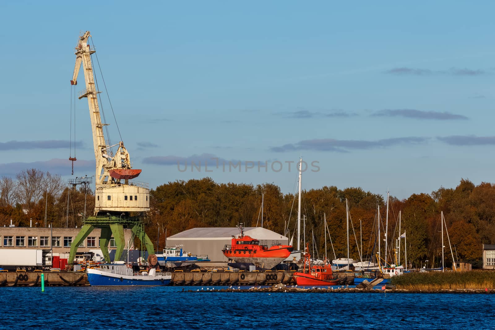 Cargo crane in the port of Riga, Europe