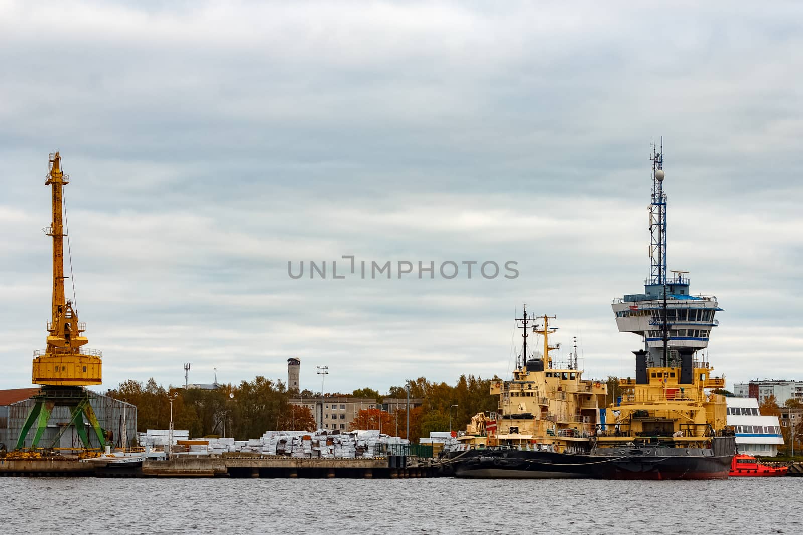 Yellow icebreakers moored by sengnsp