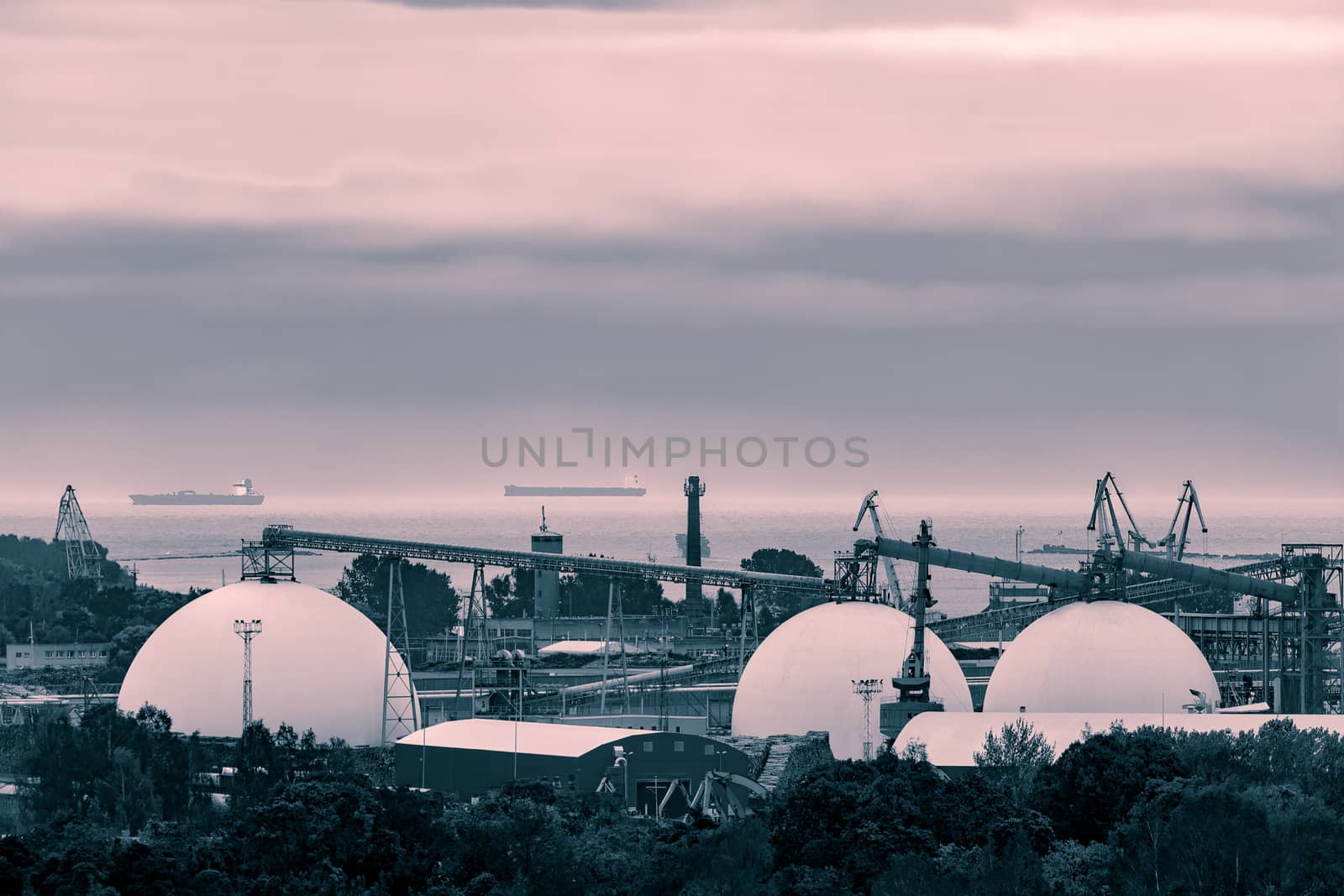 Fuel terminal in Riga, Latvia. Large oil tanks