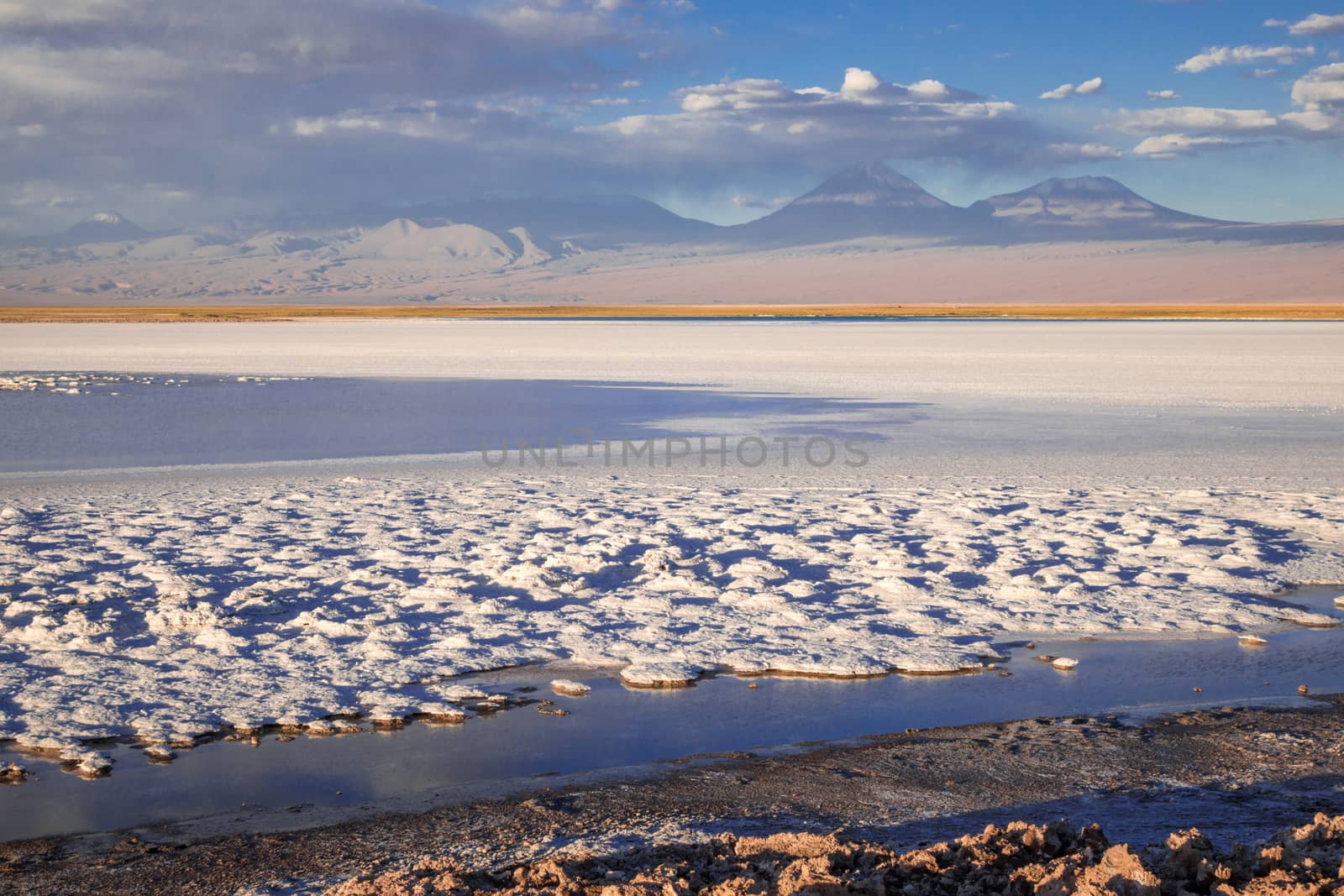 Laguna Tebinquinche sunset landscape in San Pedro de Atacama, Chile