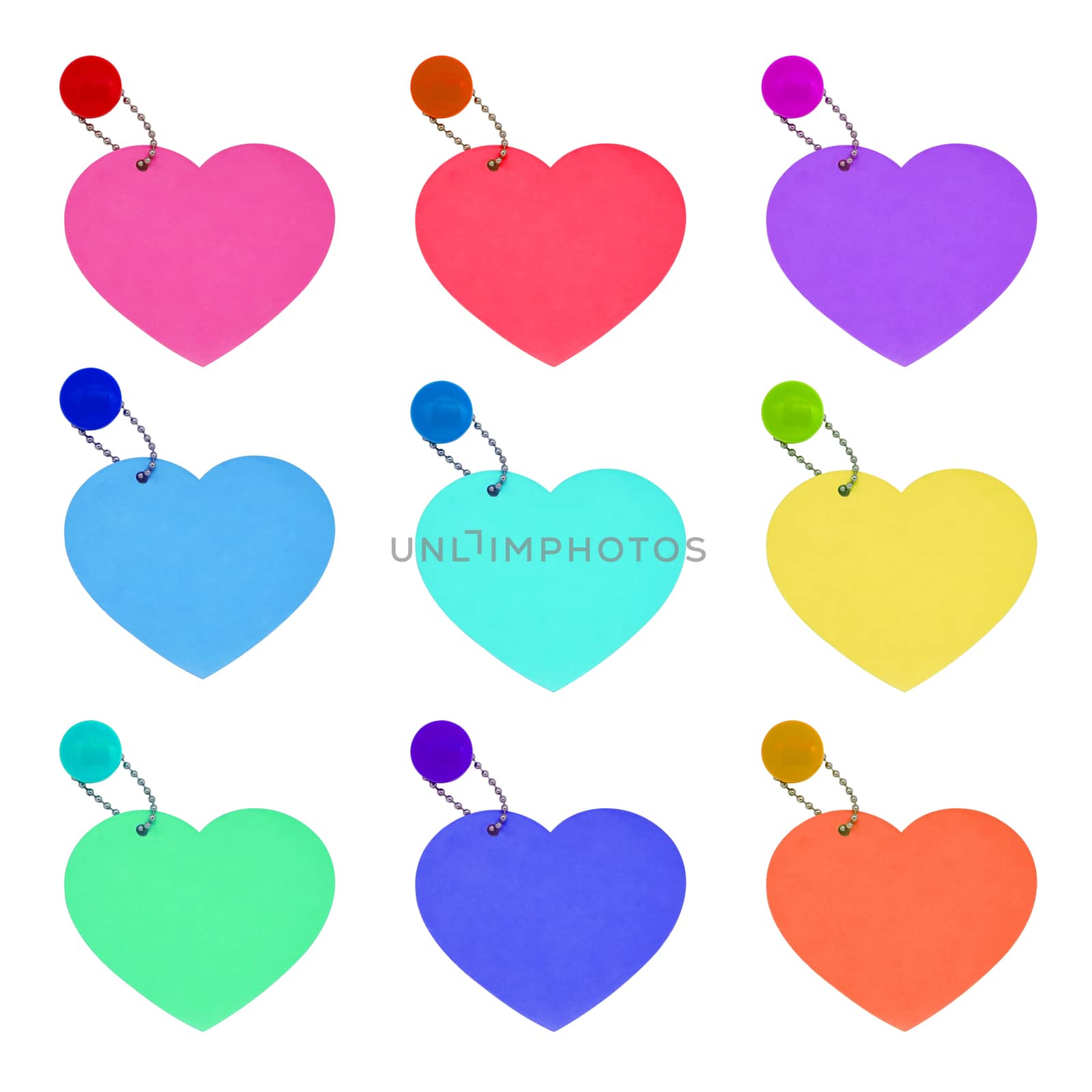 set tag hearts colorful valentines day isolated on white background 