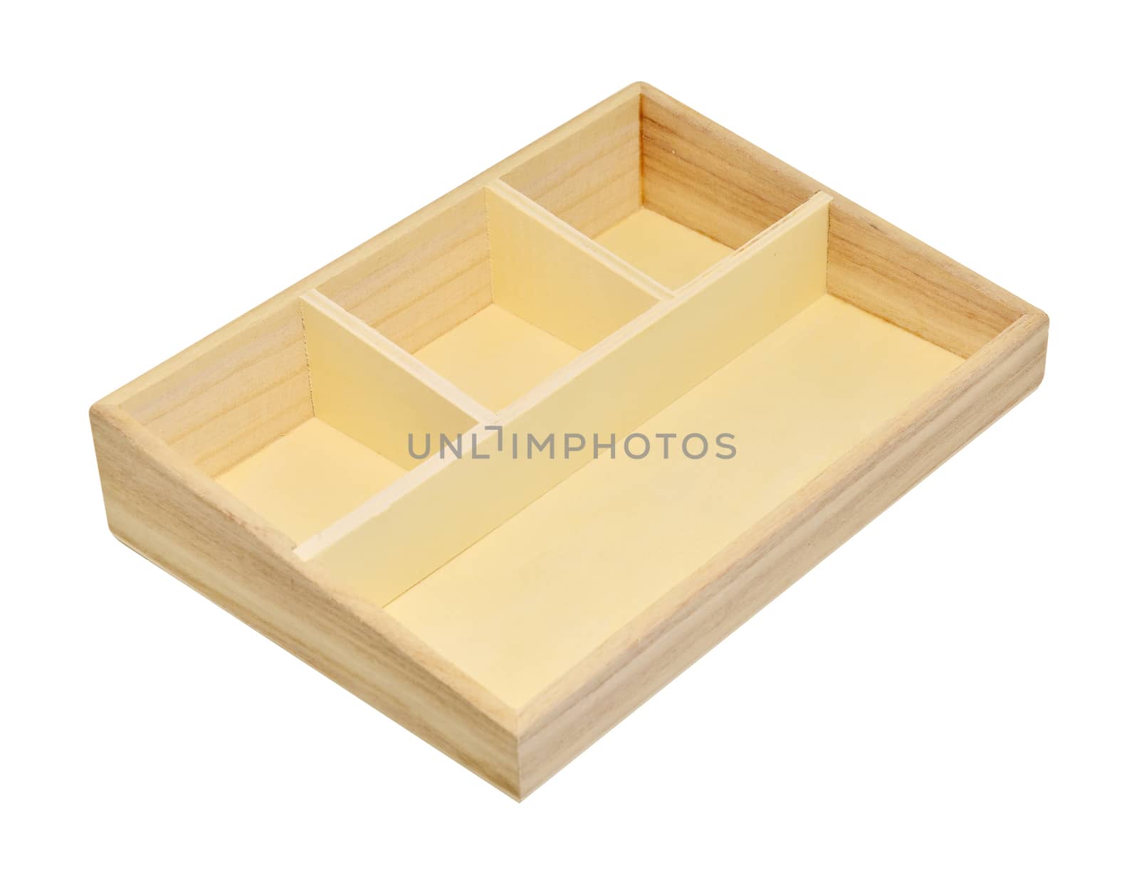 Empty wood shelf box isolated on white background clipping path  by phochi