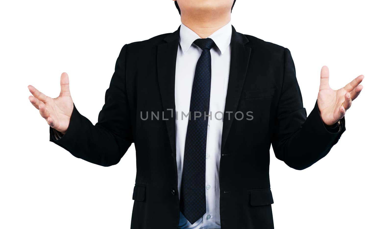 Men wear suits hands successful isolate on white background clipping path