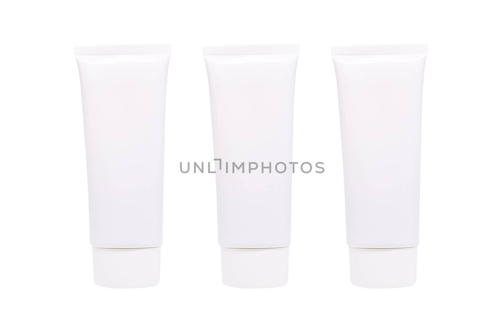 Blank White cosmetic tube pack of Cream Or Gel. Ready for your package design. isolated on white background realistic photo image with clipping path