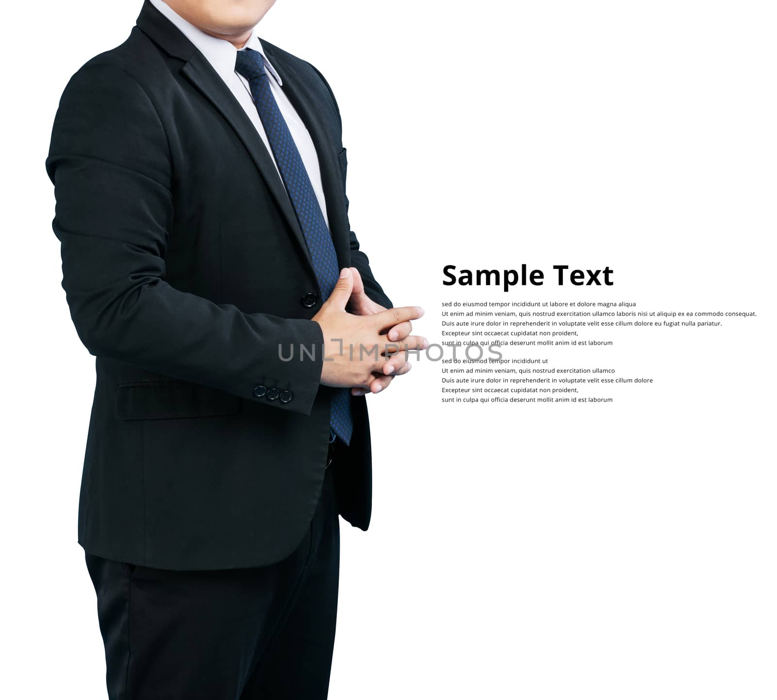 Men businessman wear suits hands successful isolate on white background clipping path