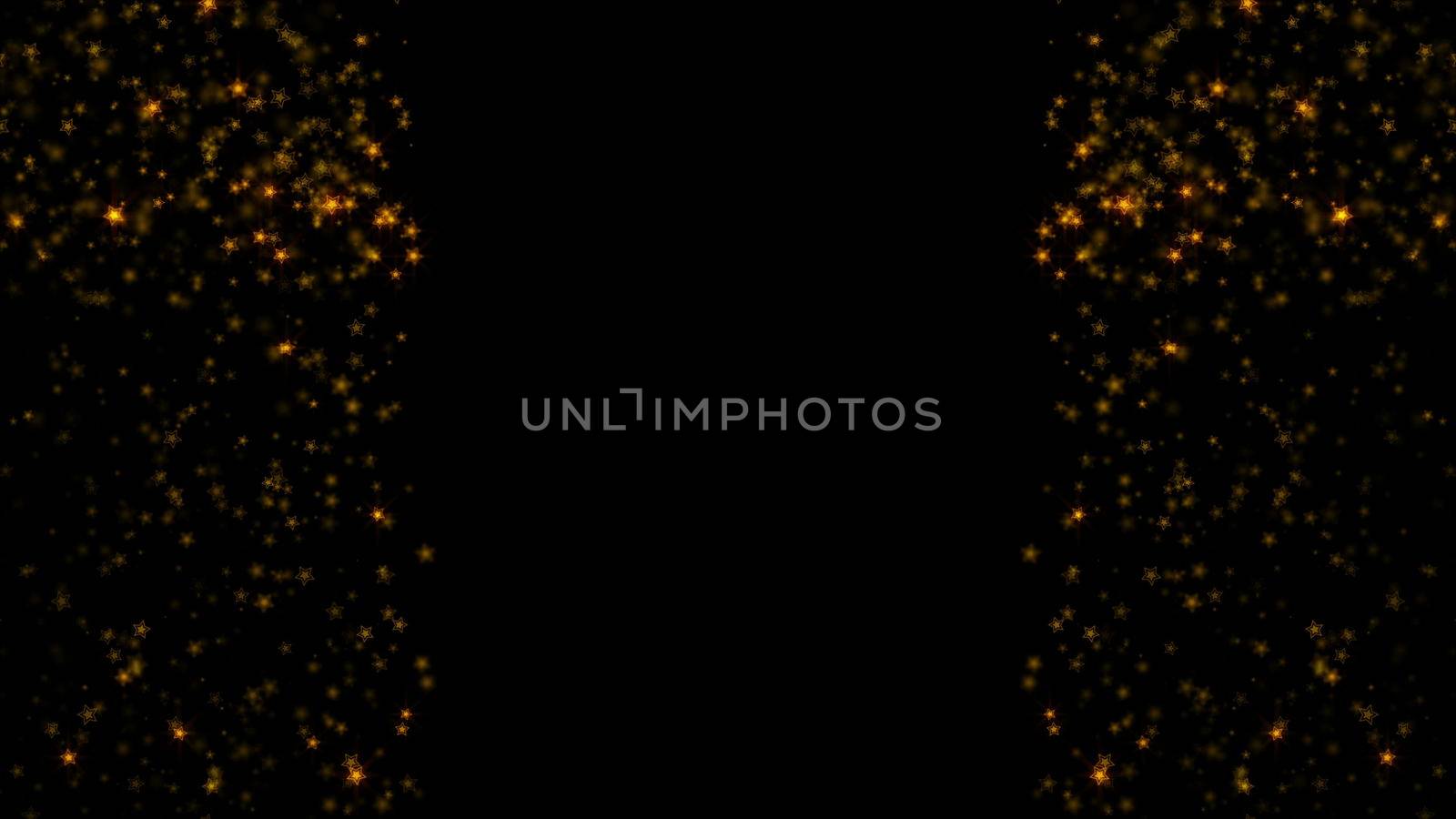 golden glittering particle background. Art backdrop. 3d rendering