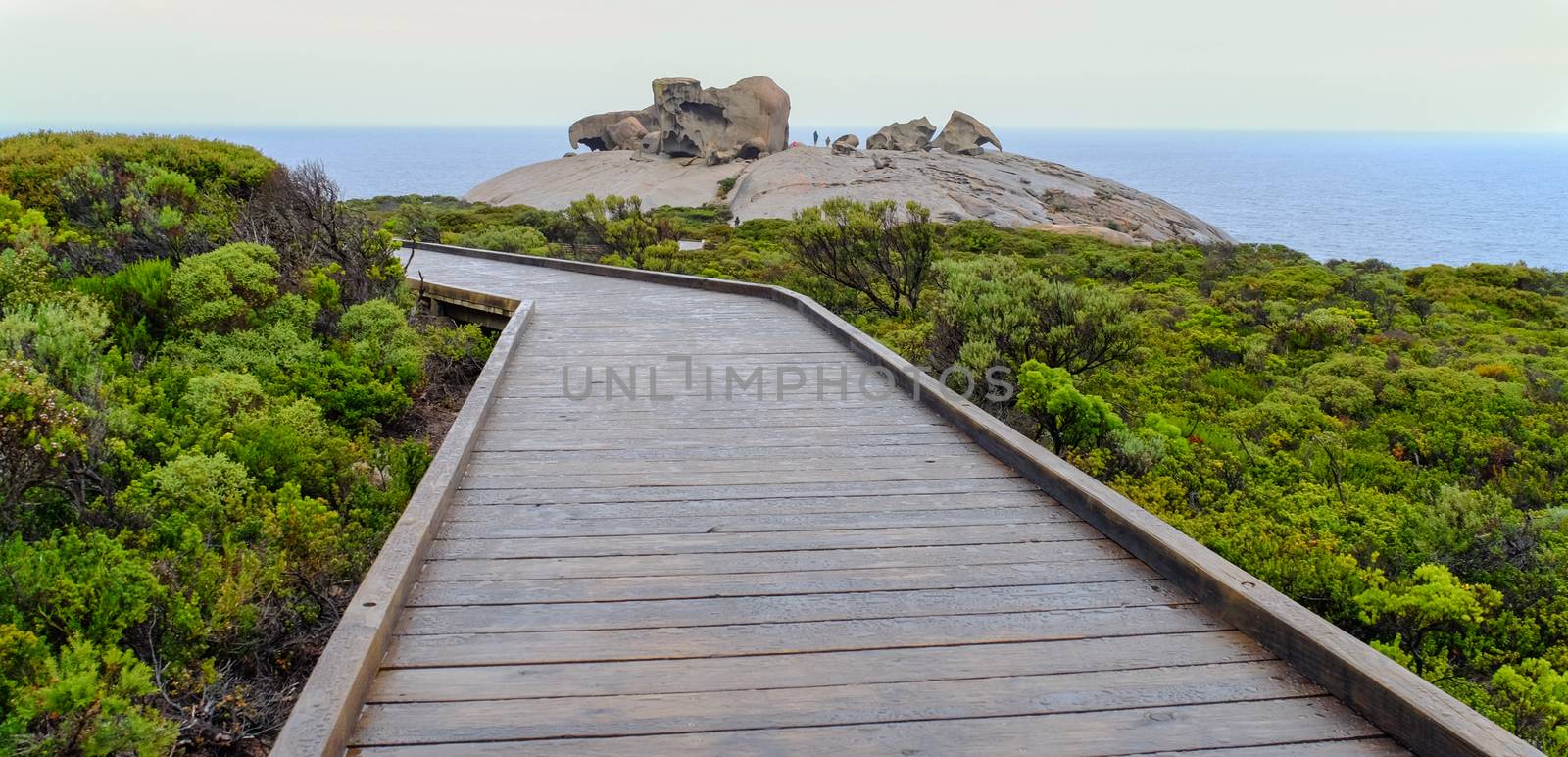 Wooden path to the sea in Kangaroo Island, Australia.