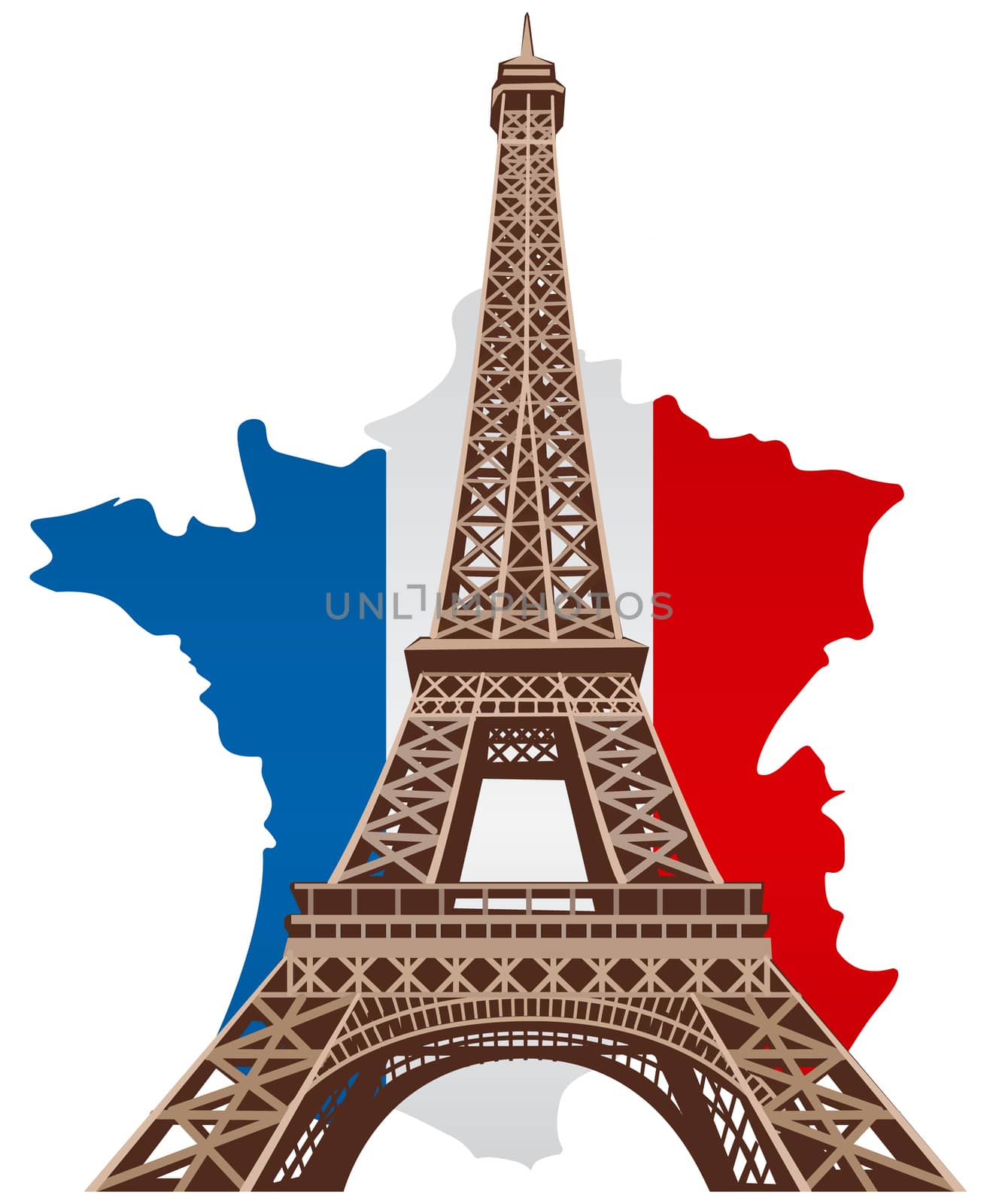 illustration of paris eiffel tower with country france