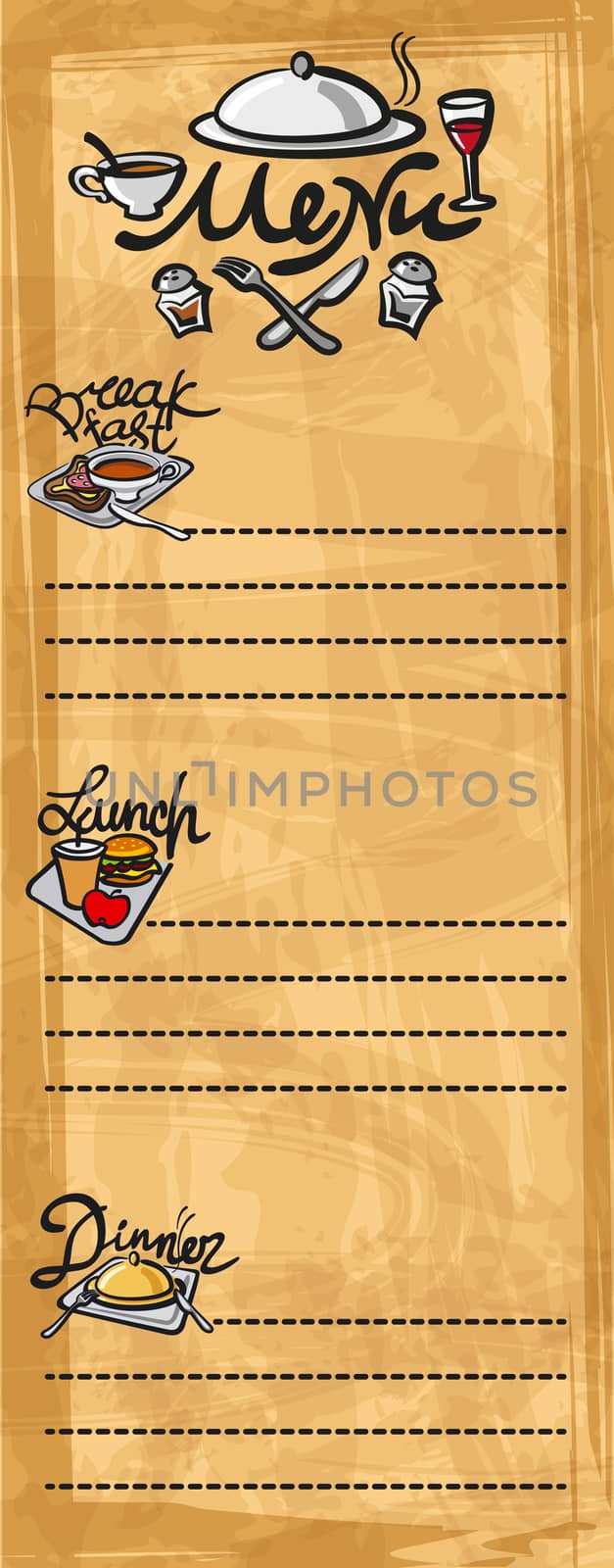 illustration of main dishes food menu for cafe and restaurant