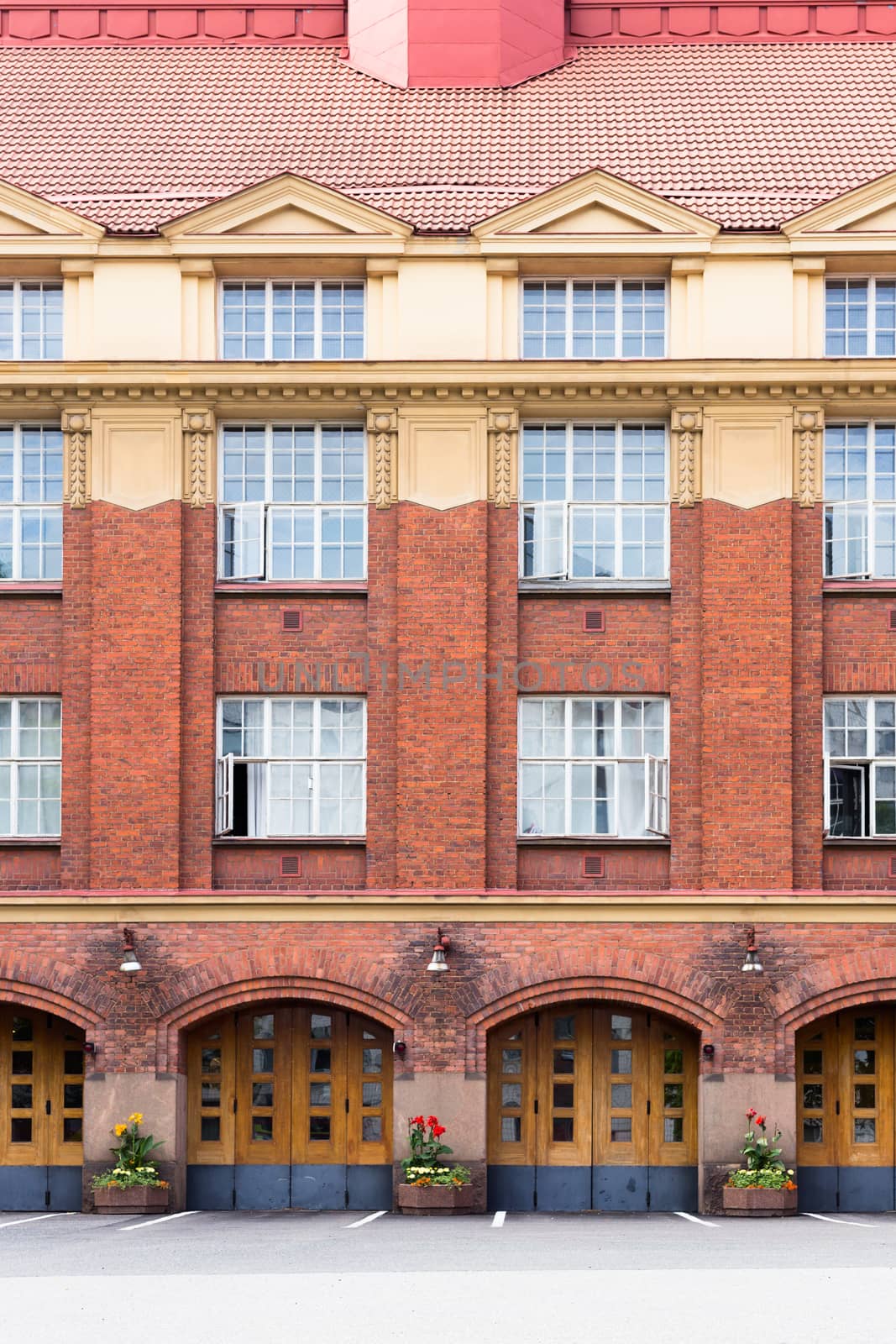 Brick old building front