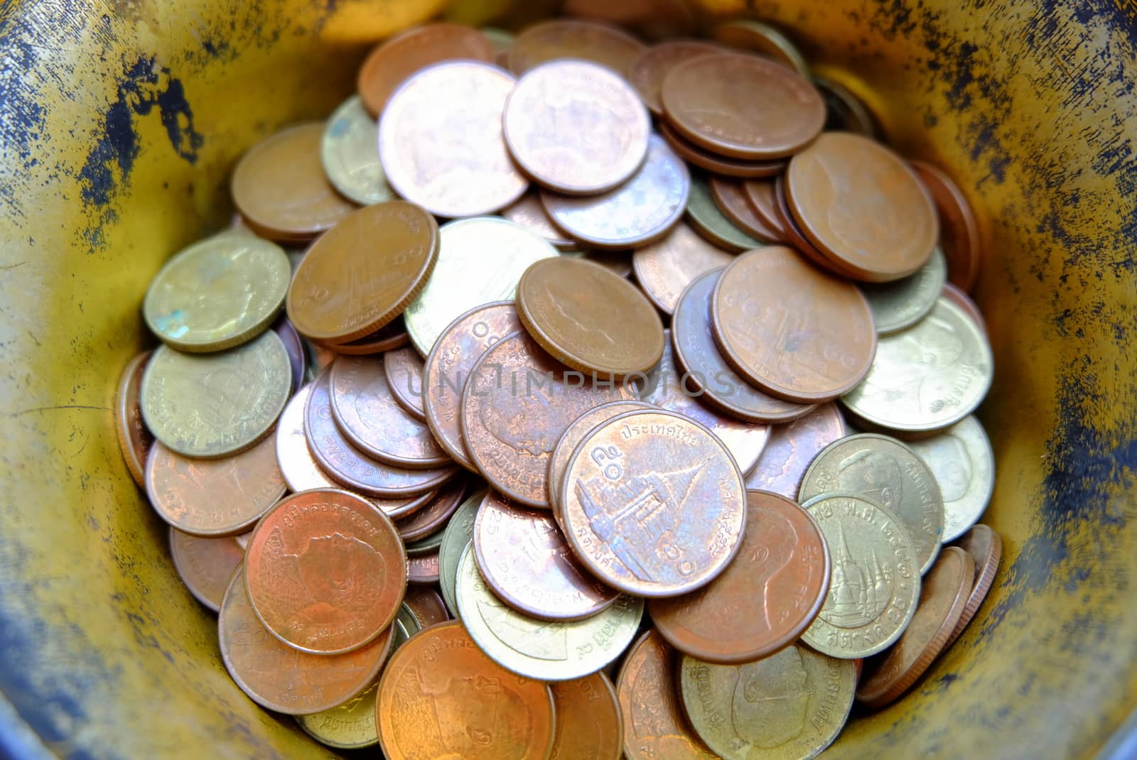 Old Thai Coins in Bowl. by mesamong