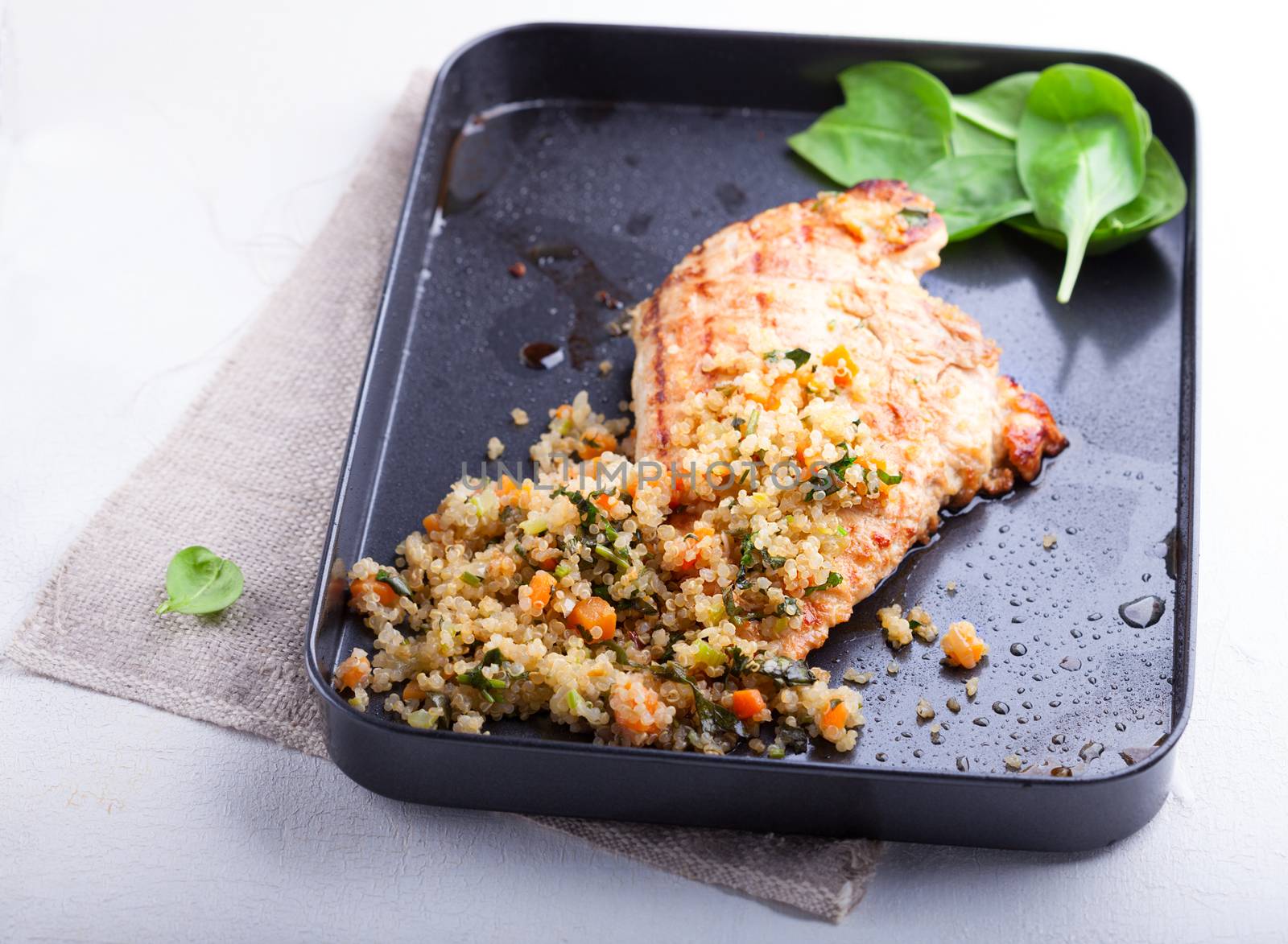 Grilled chicken breast  with quinoa and vegetables