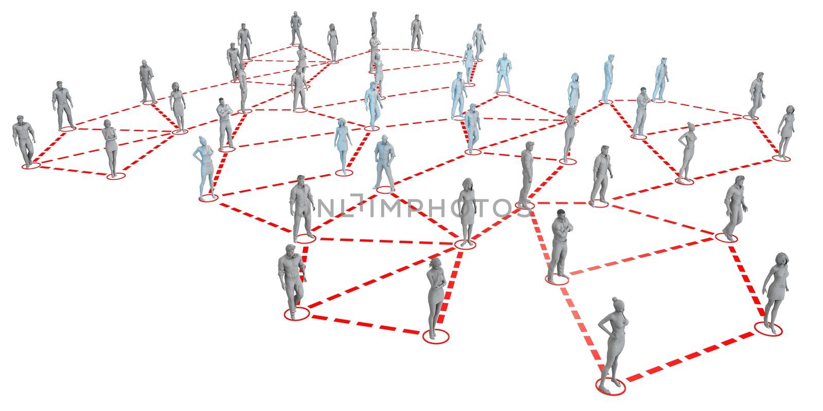 Human figures Connected Together in Communication Social Media