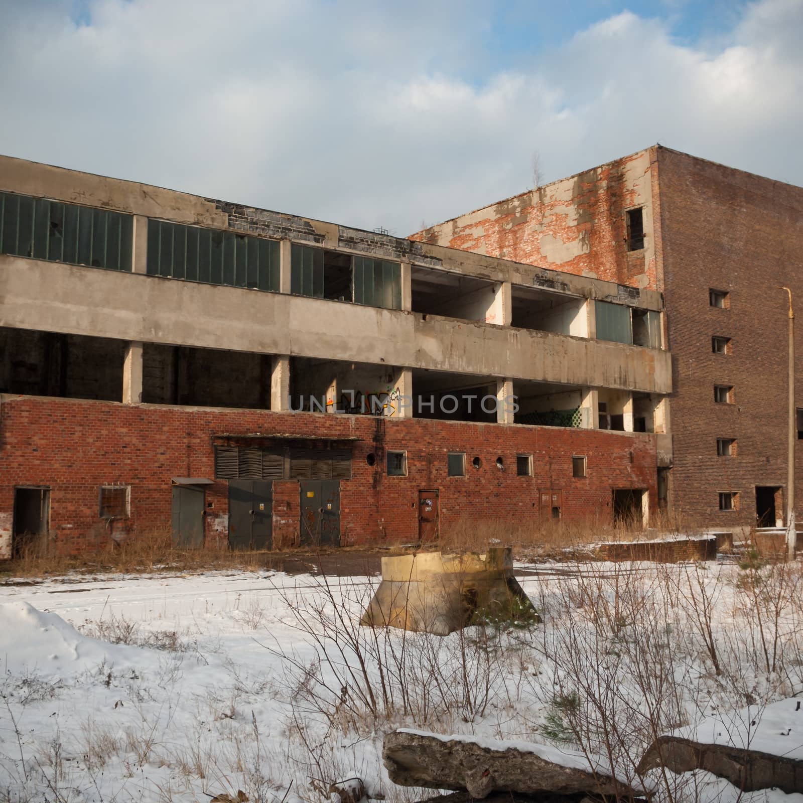 ruins of a very heavily polluted industrial factory, industrial series