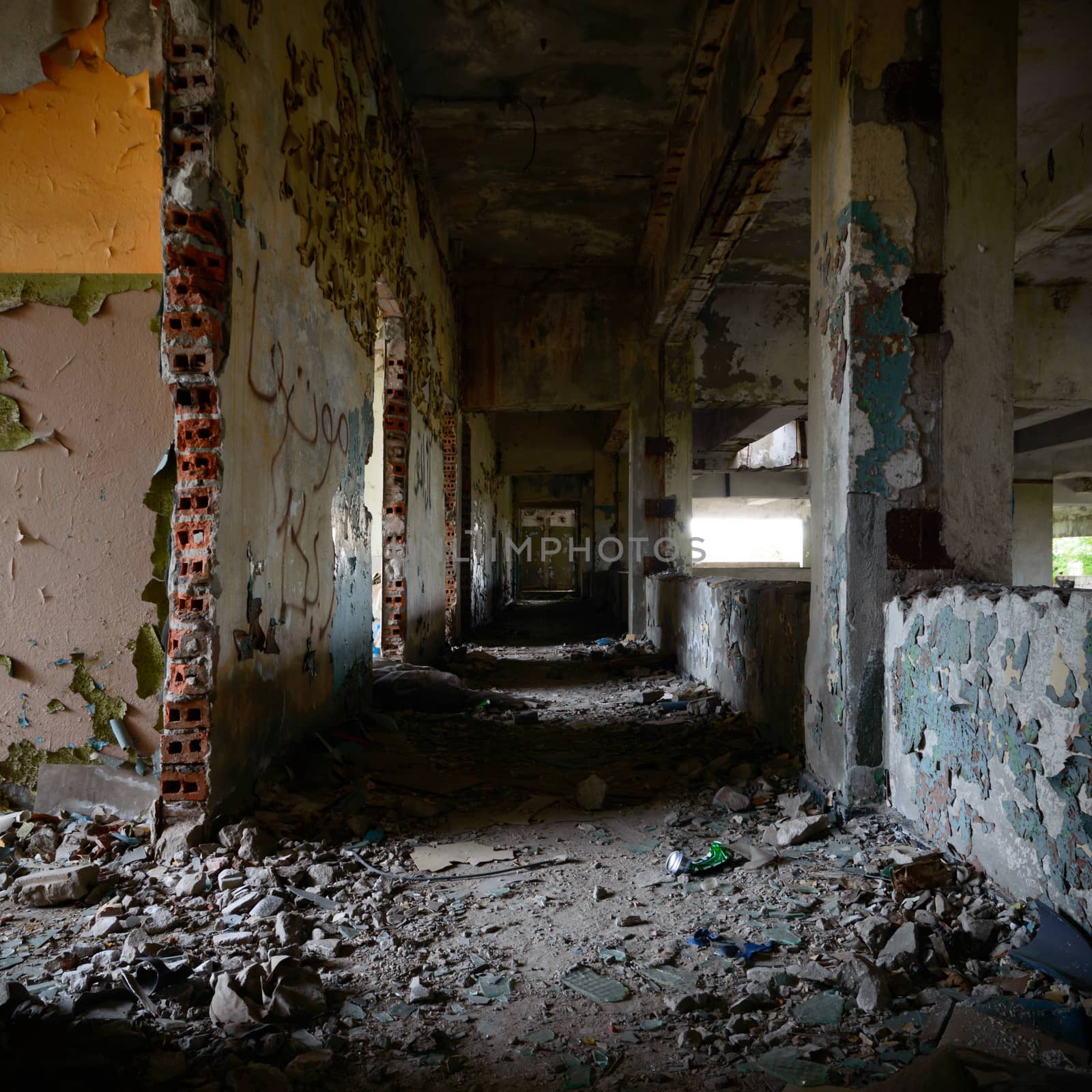 ruins of a very heavily polluted industrial factory, industrial series