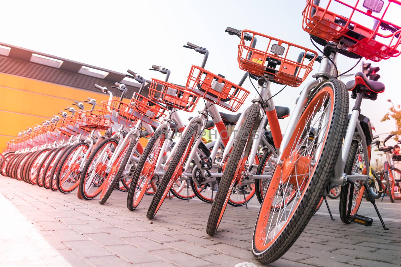 A parking lot of bicycle for sightseeing traveler by psodaz