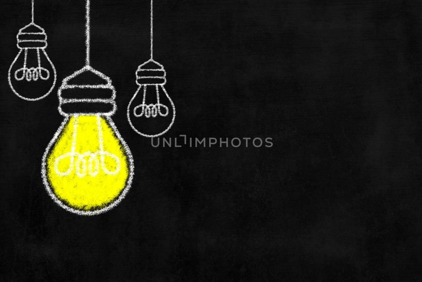 Chalkboard with Light Bulb Background.