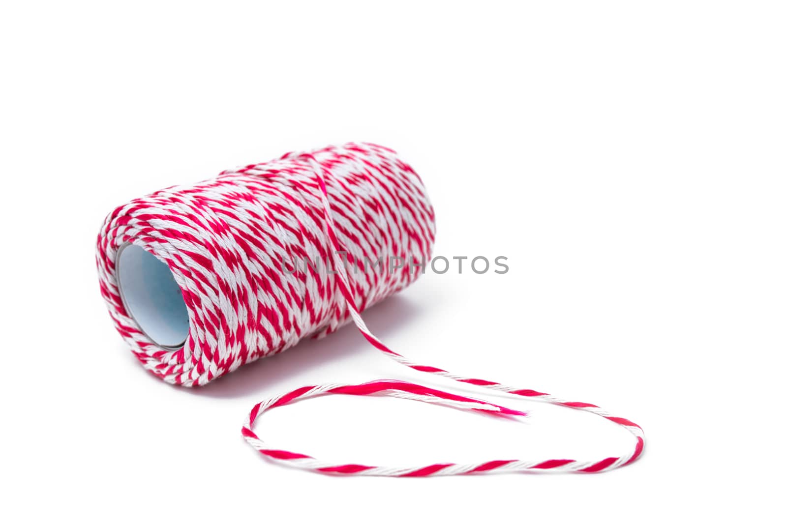 red and white rope roll isolated on white