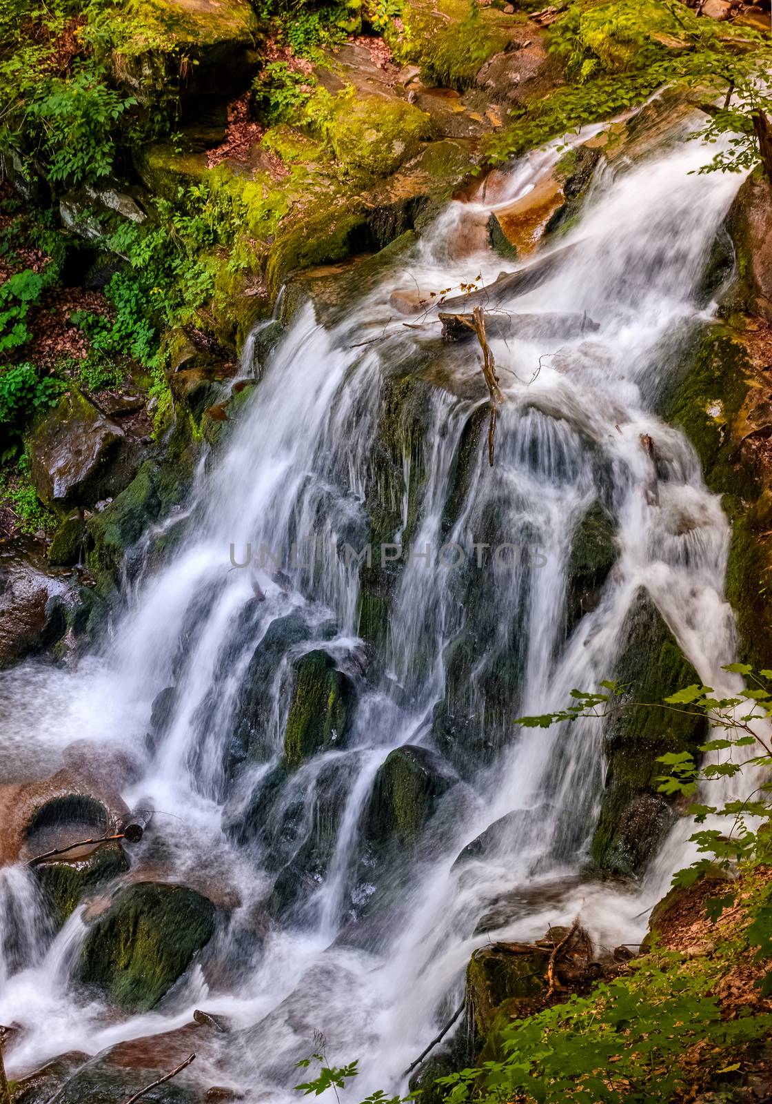waterfall Shypot in Carpathian forest by Pellinni