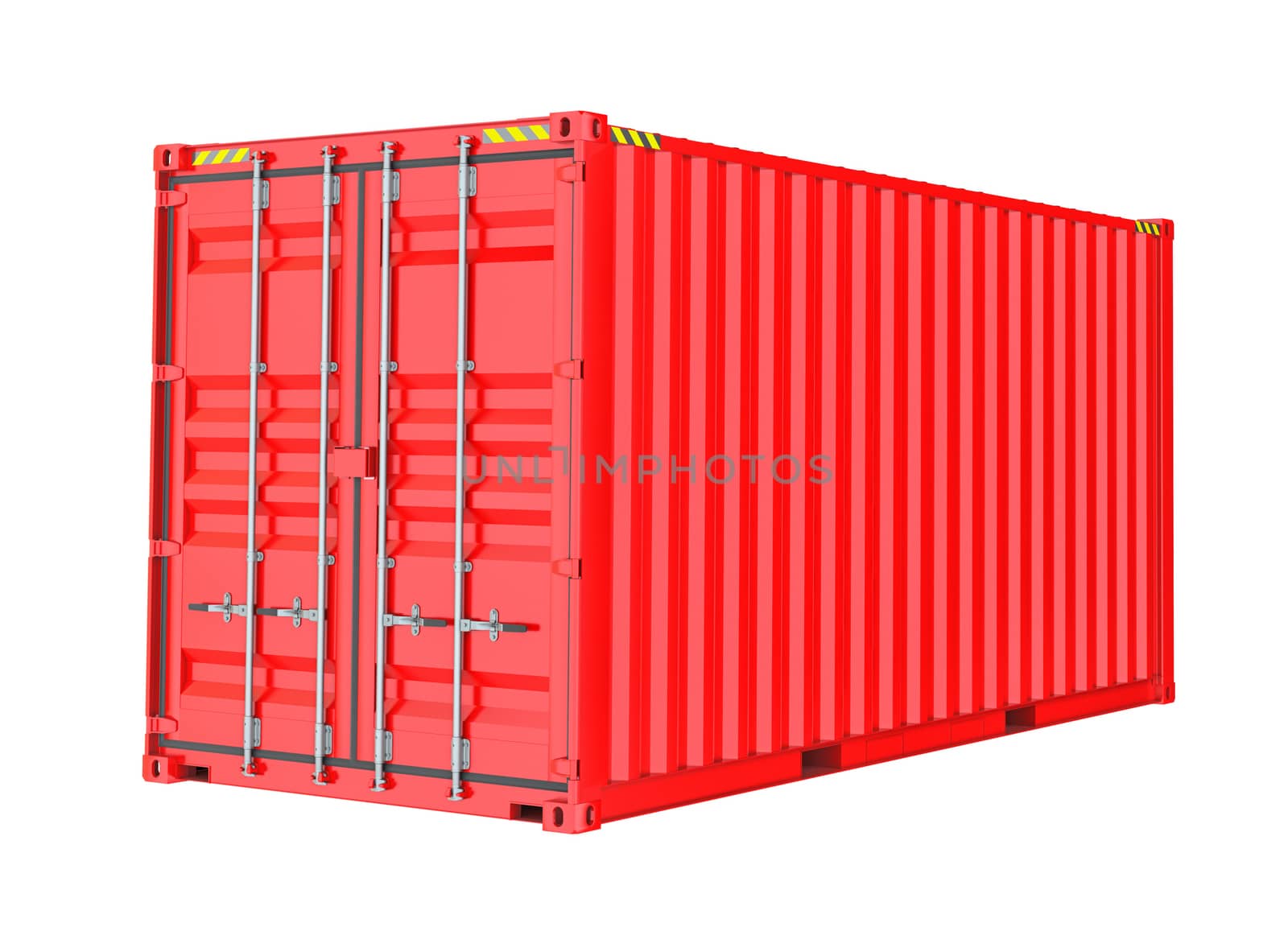 Red Cargo Container. Isoalted on white background. 3D Illustration