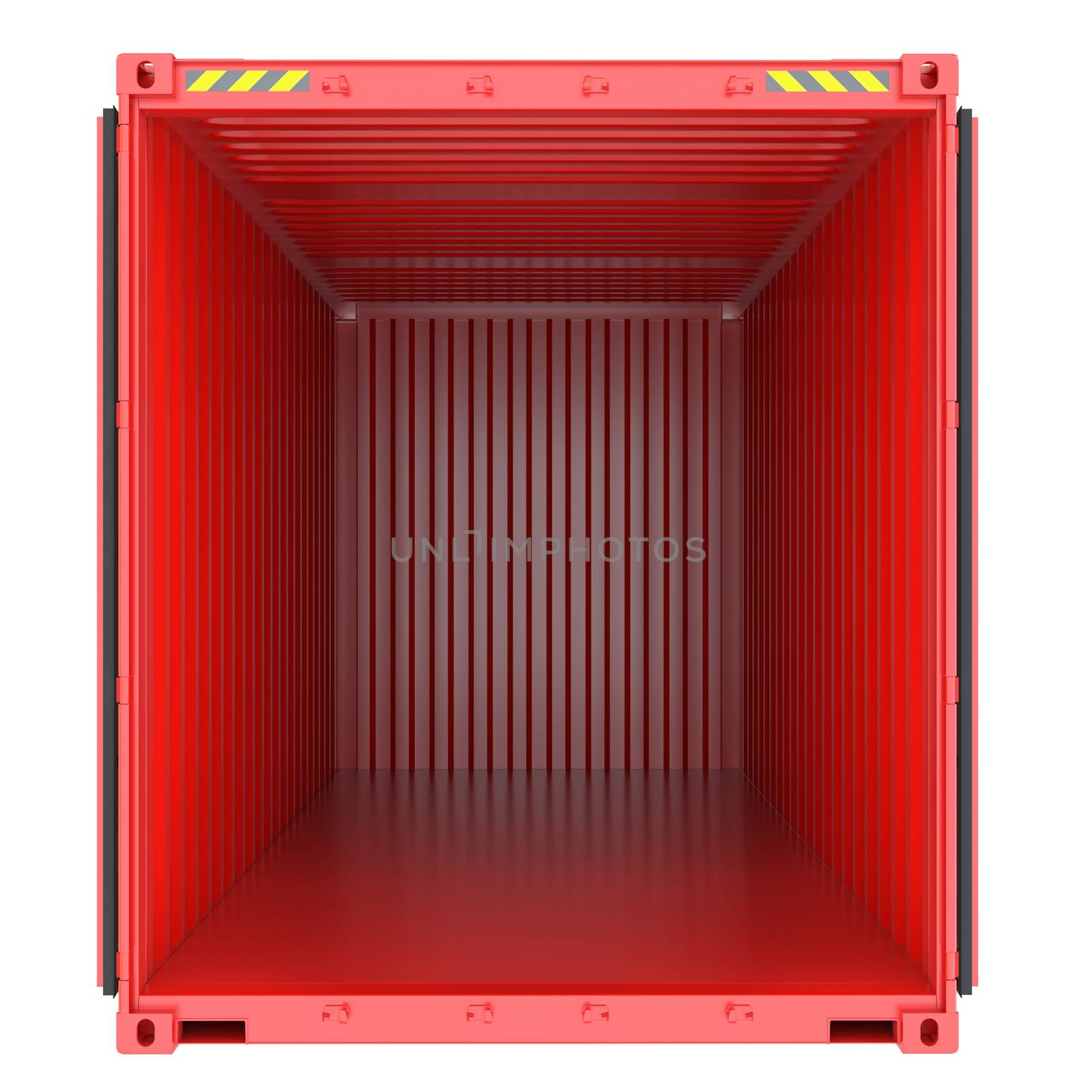 Bright red empty opened shipping container by cherezoff