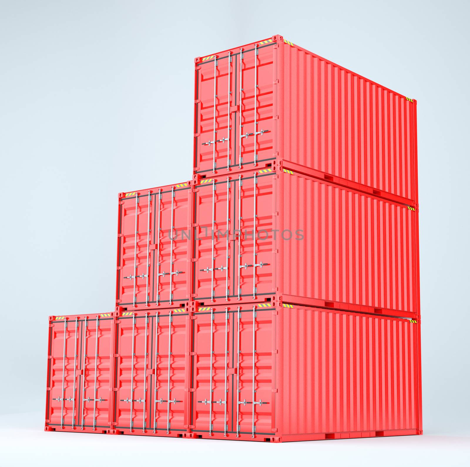 Pile of red freight containers, isolated by cherezoff
