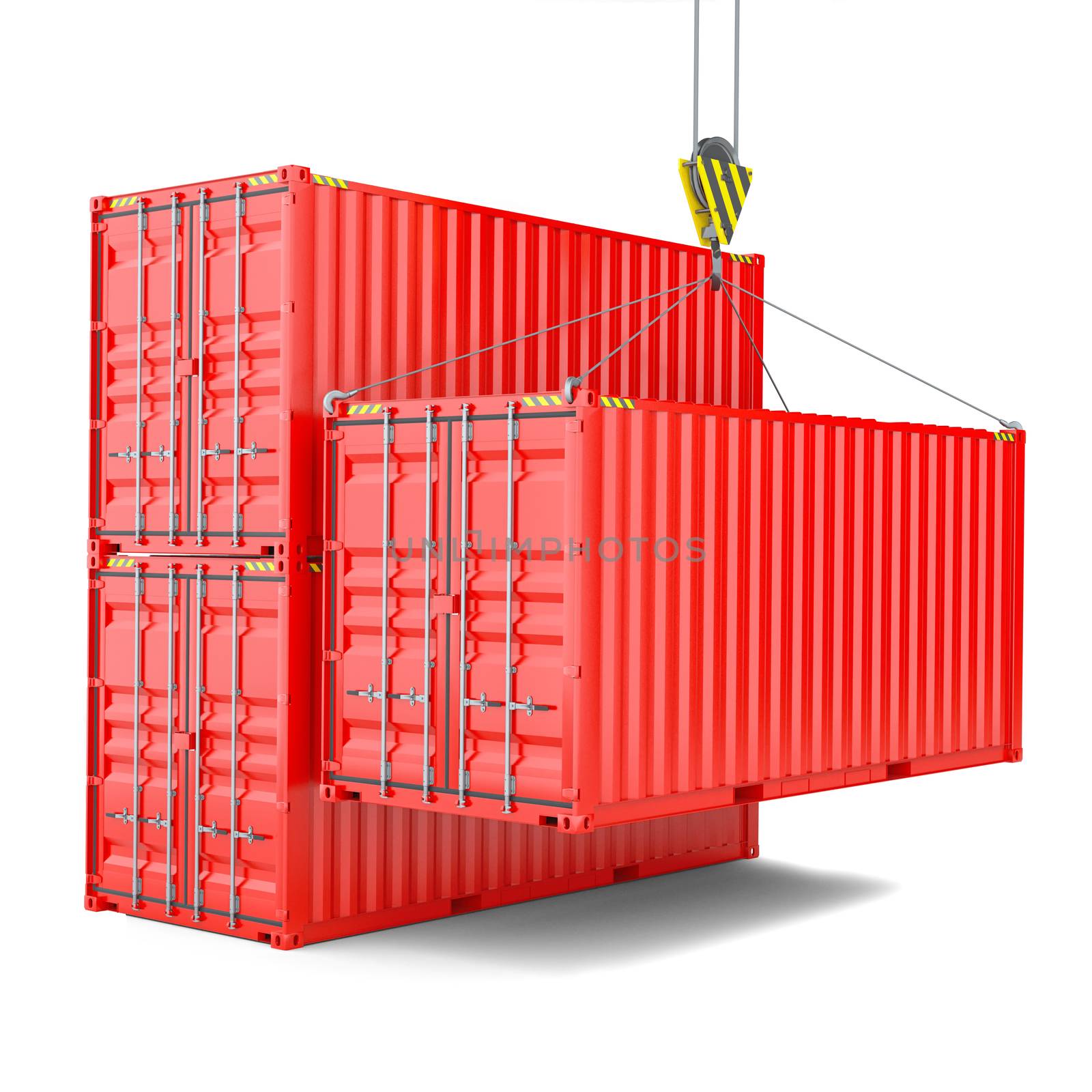 Shipping containers with crane hook by cherezoff