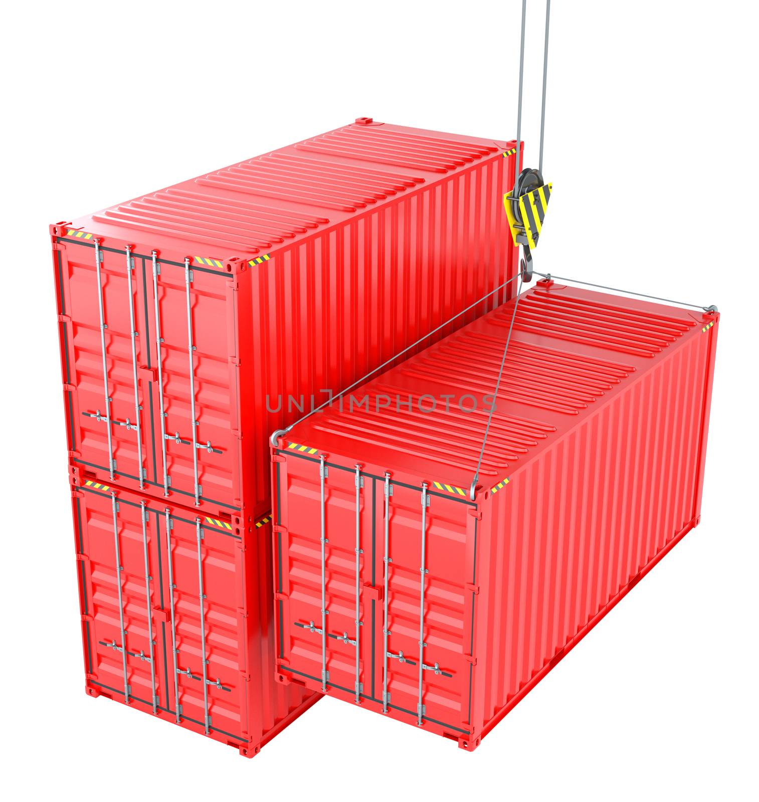 Shipping containers with crane hook by cherezoff