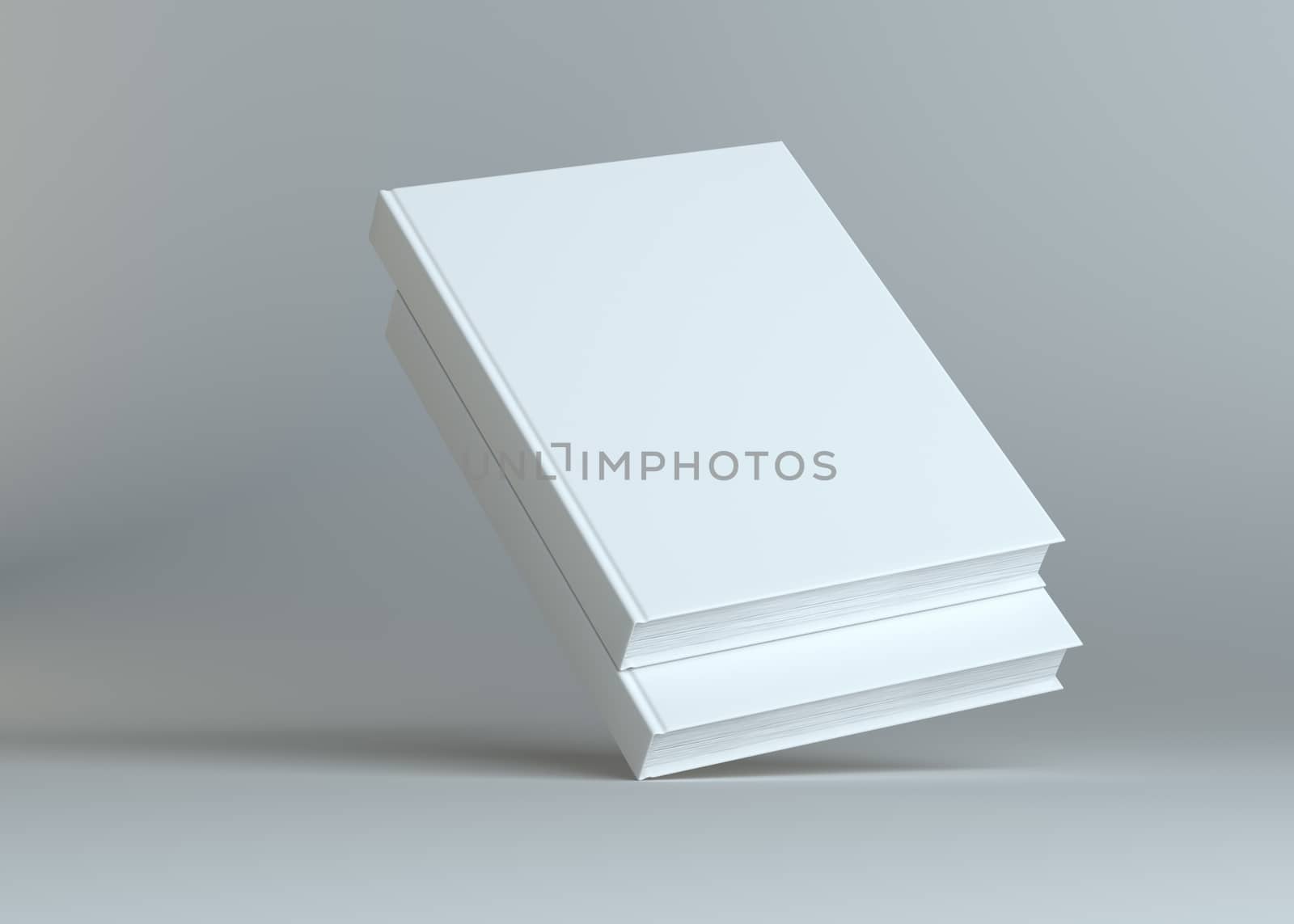 Blank two empty books on grey studio background by cherezoff