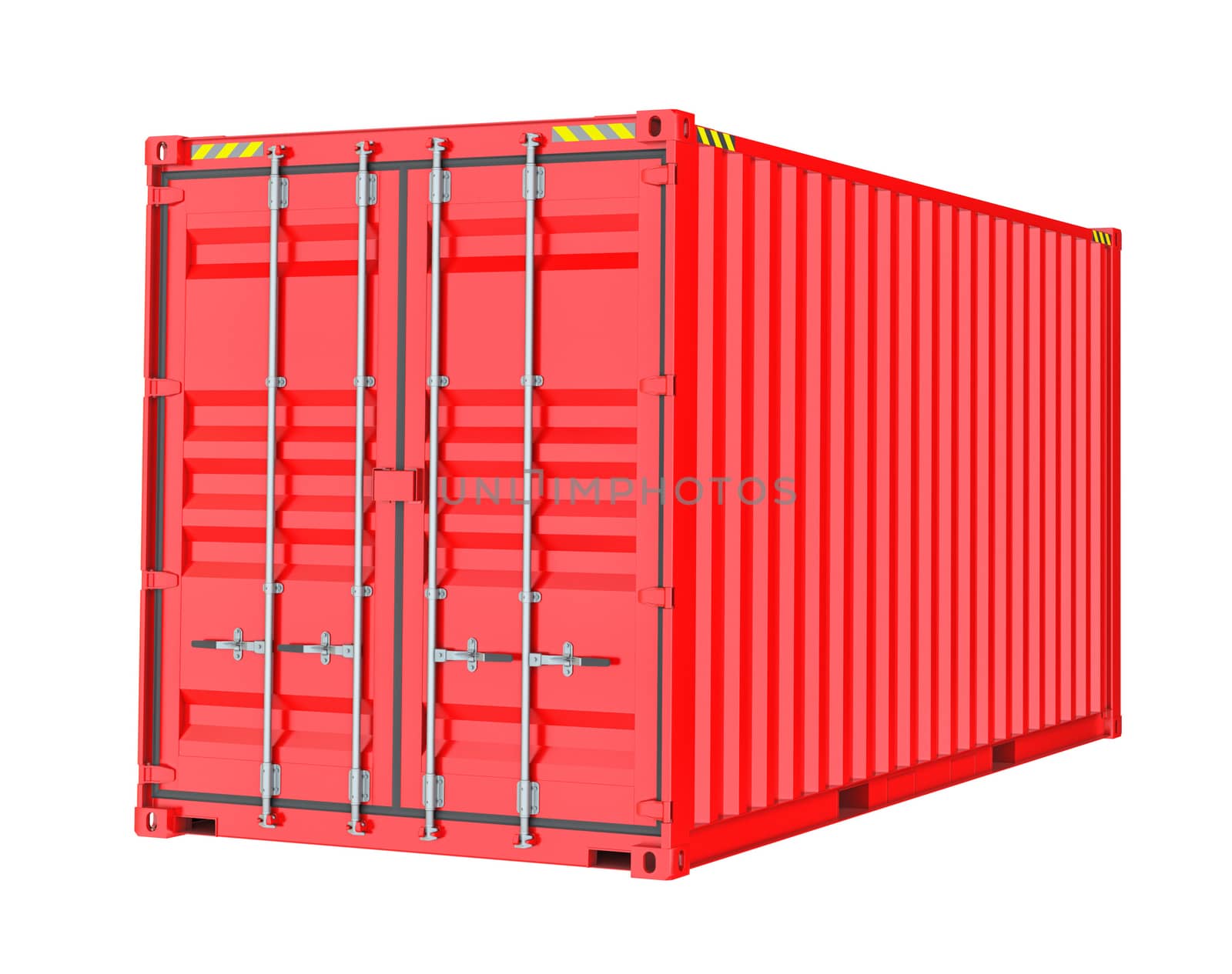 Red Cargo Container. Isoalted on white background. 3D Illustration