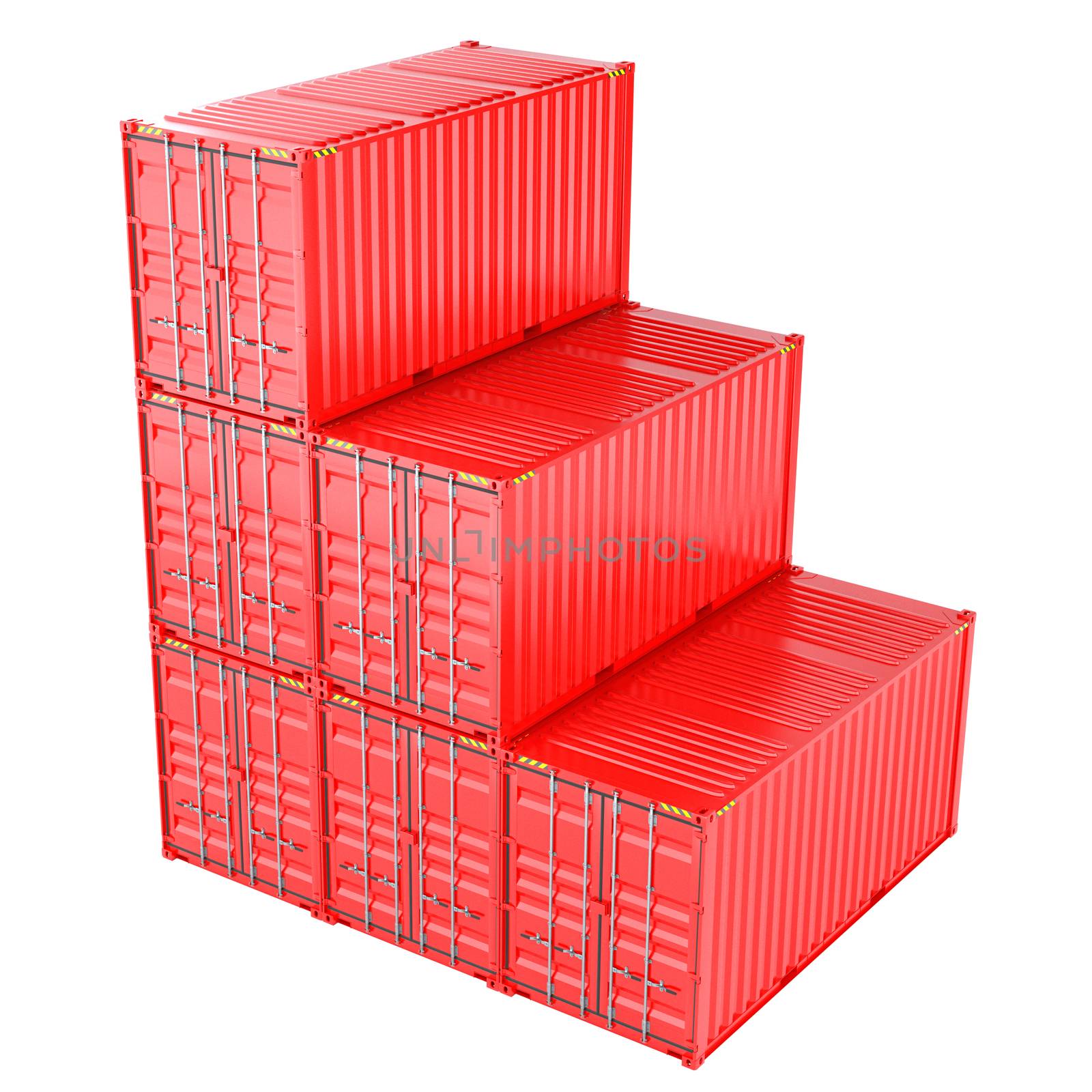A Stack of Cargo Containers for Overseas Shipping. 3D Rendering