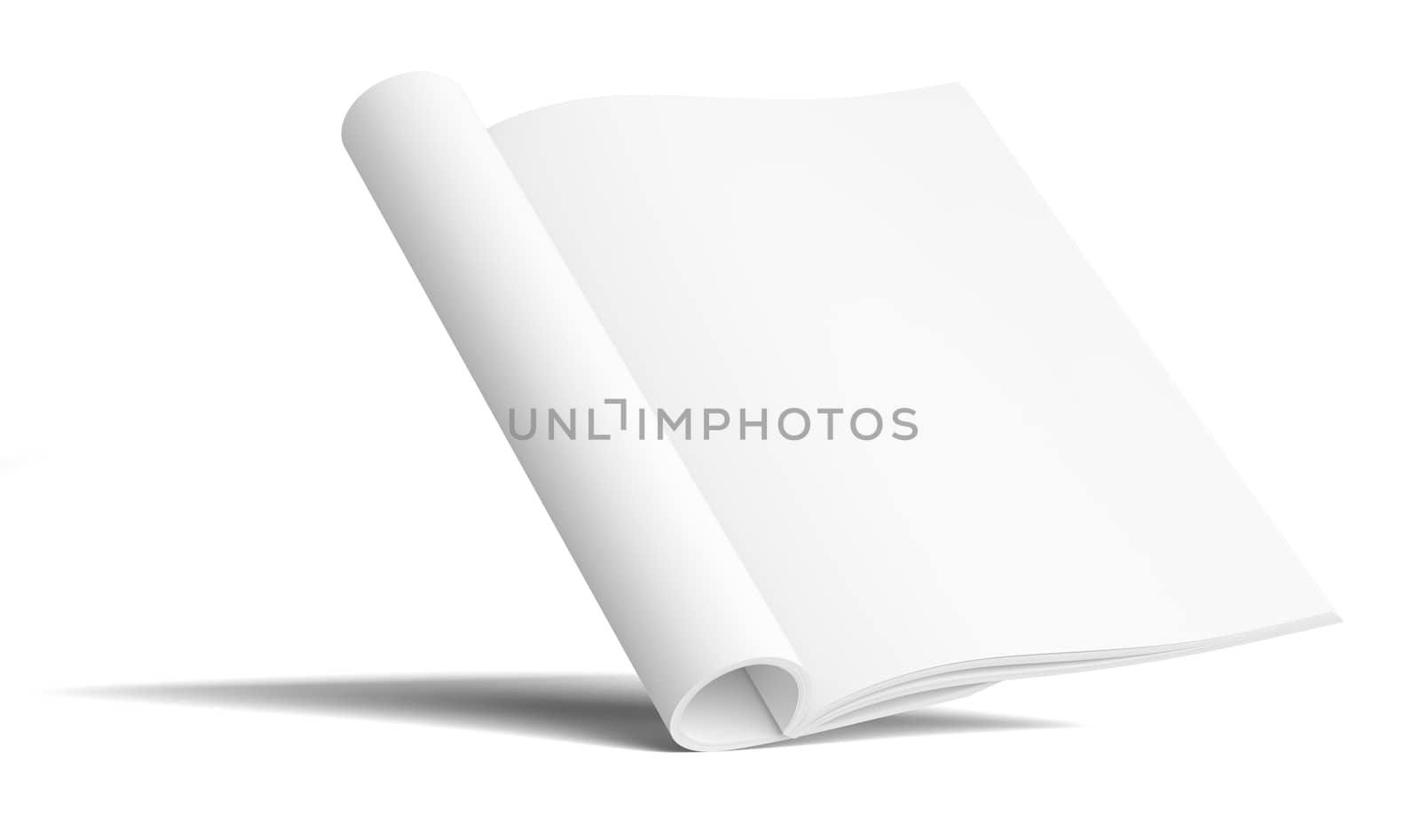 Blank Paper Brochure With Shadows. Isolated On White Background. Mock Up Template. 3D Illustration