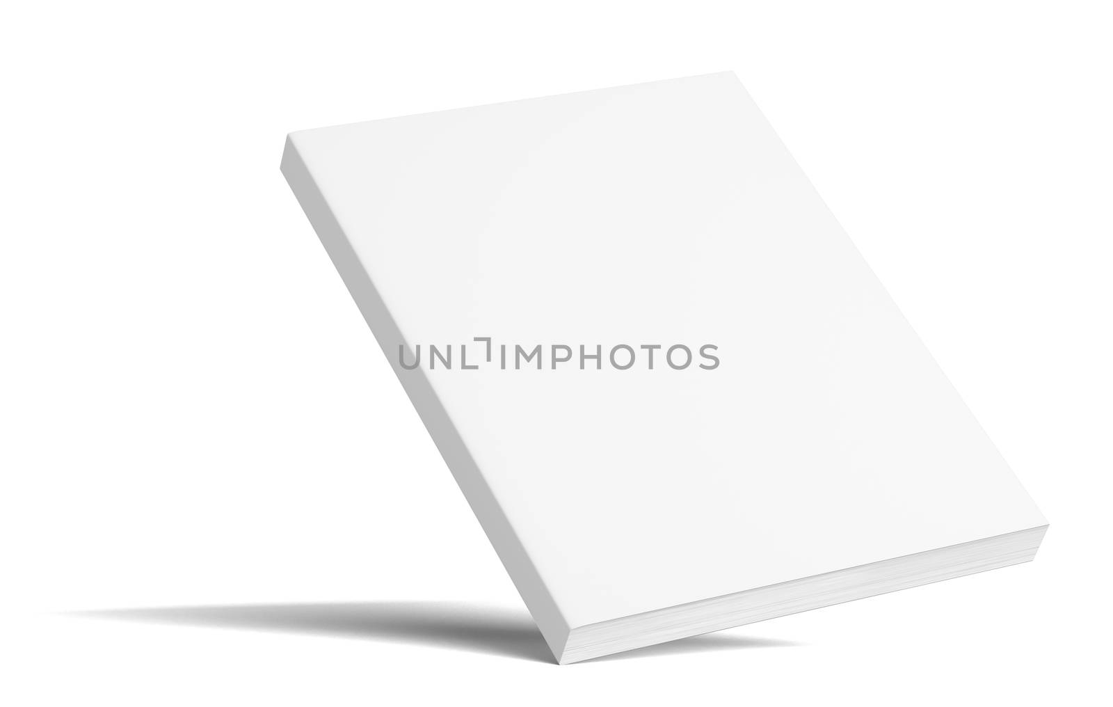 Blank Book With Shadows. Isolated On White Background. Mock Up Template. 3D Illustration