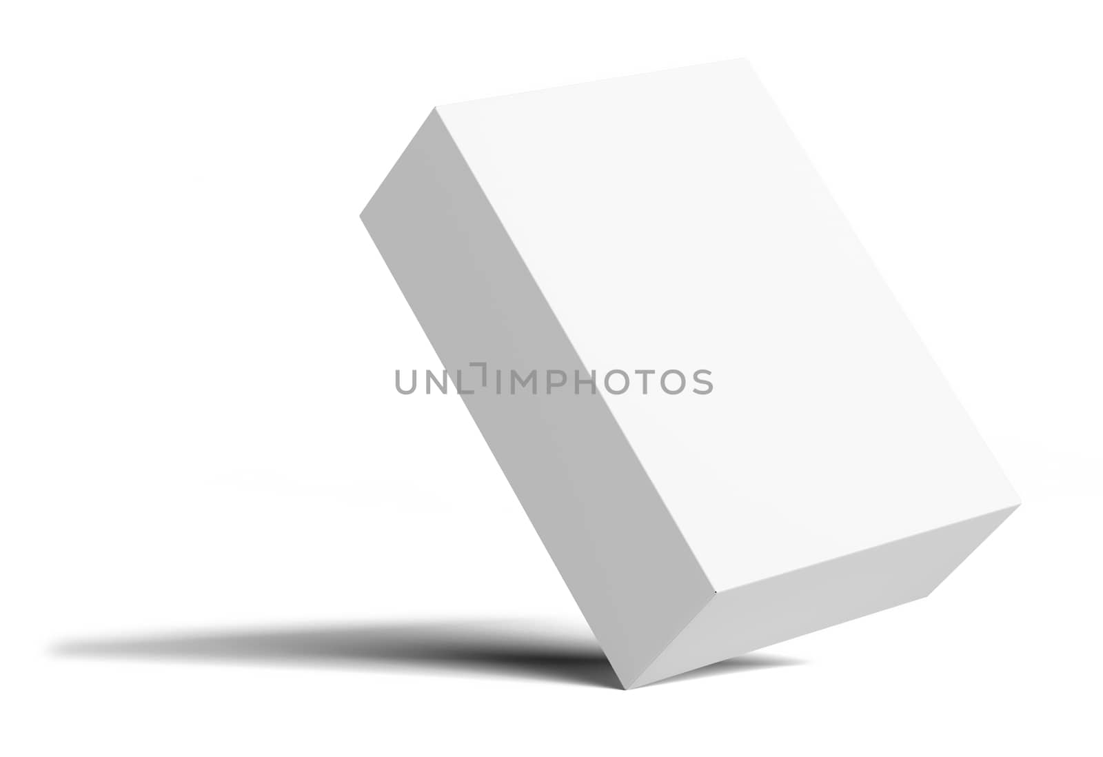 White Blank packaging cardboard box is tilted by cherezoff